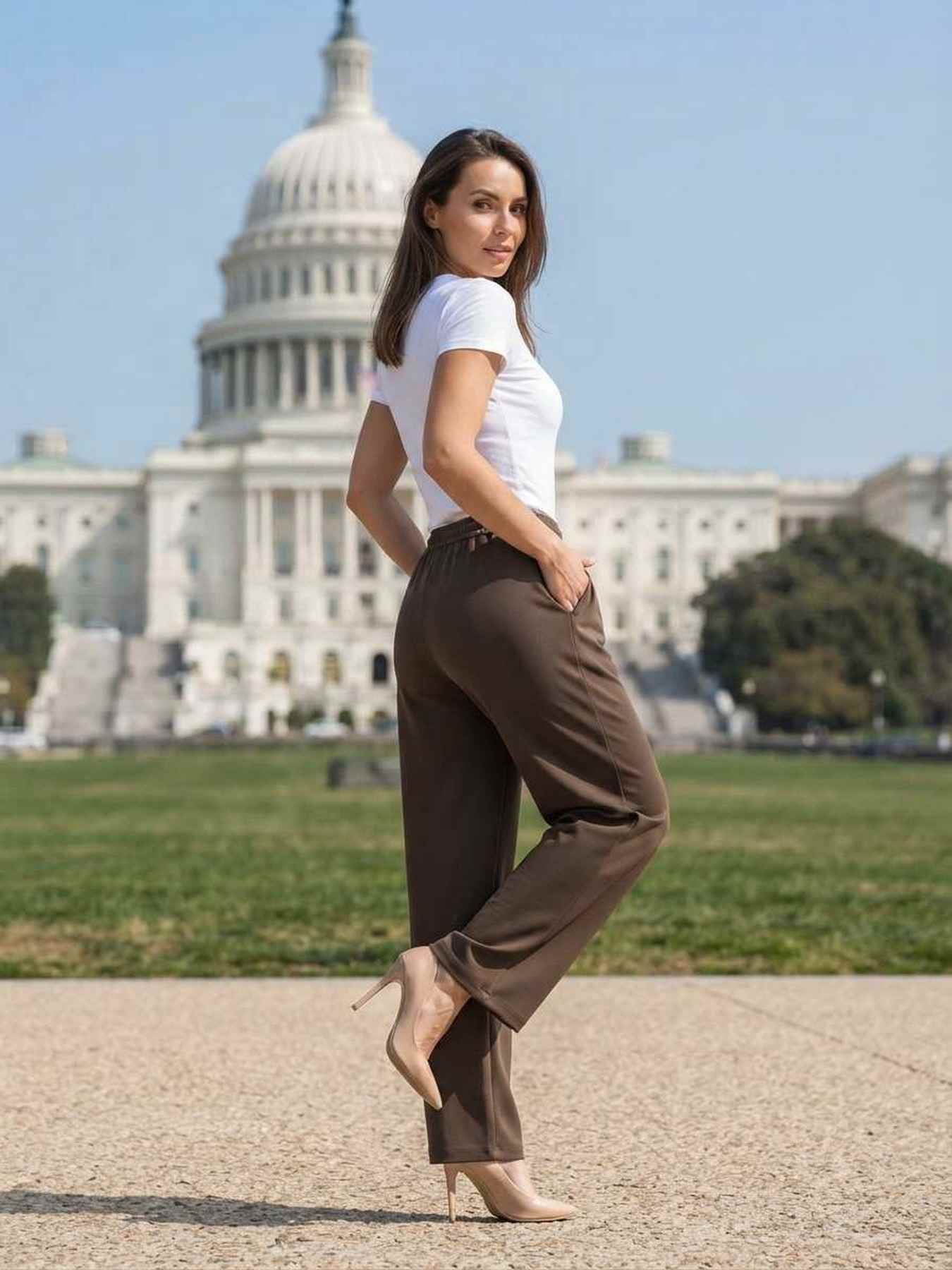 Pantalon long femme décontracté, jambe droite, sport, cordon de serrage