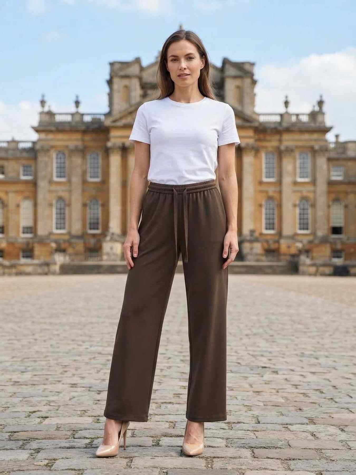 Pantalon long femme jambe droite casual
