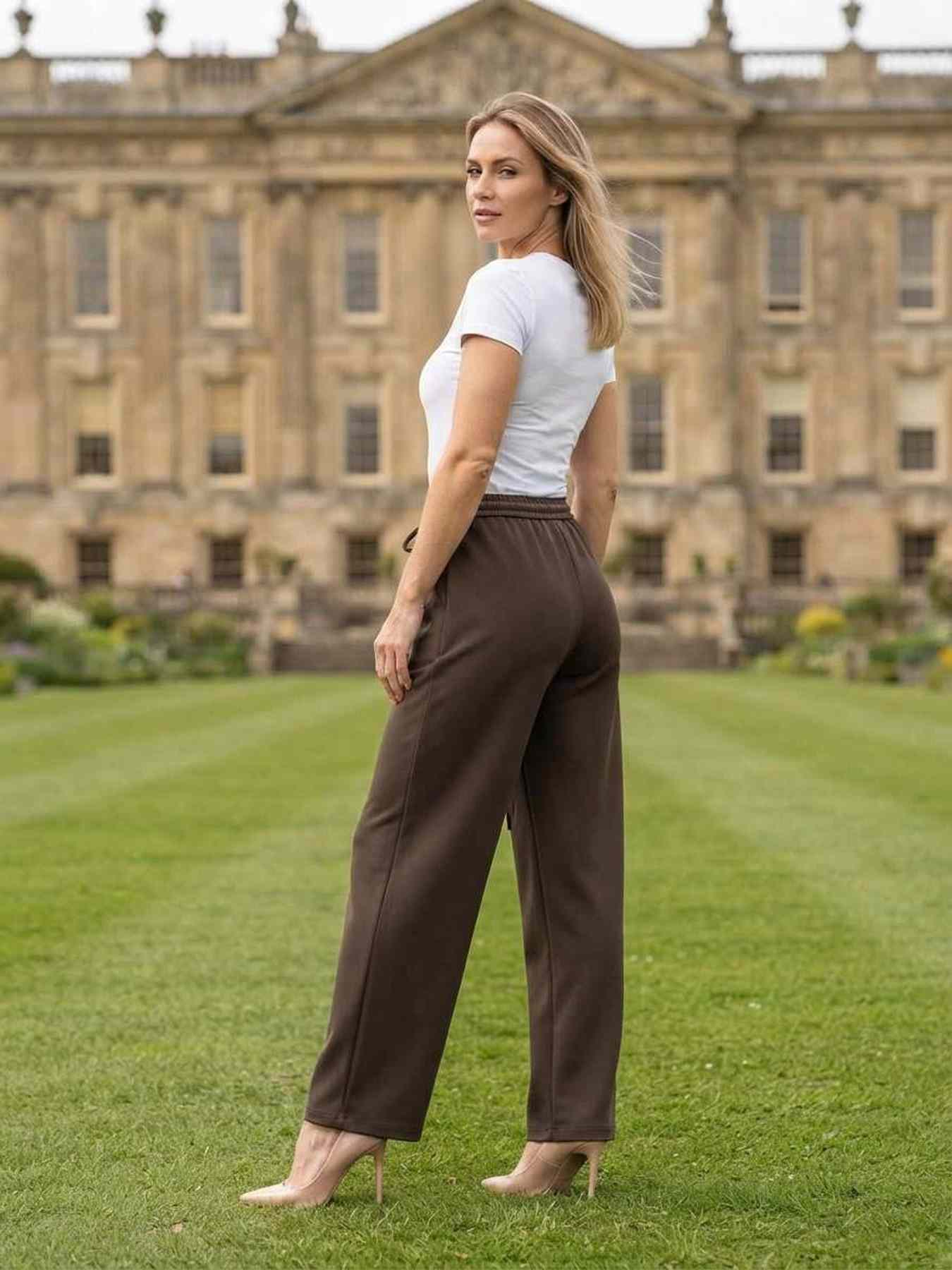Pantalon long femme jambe droite casual