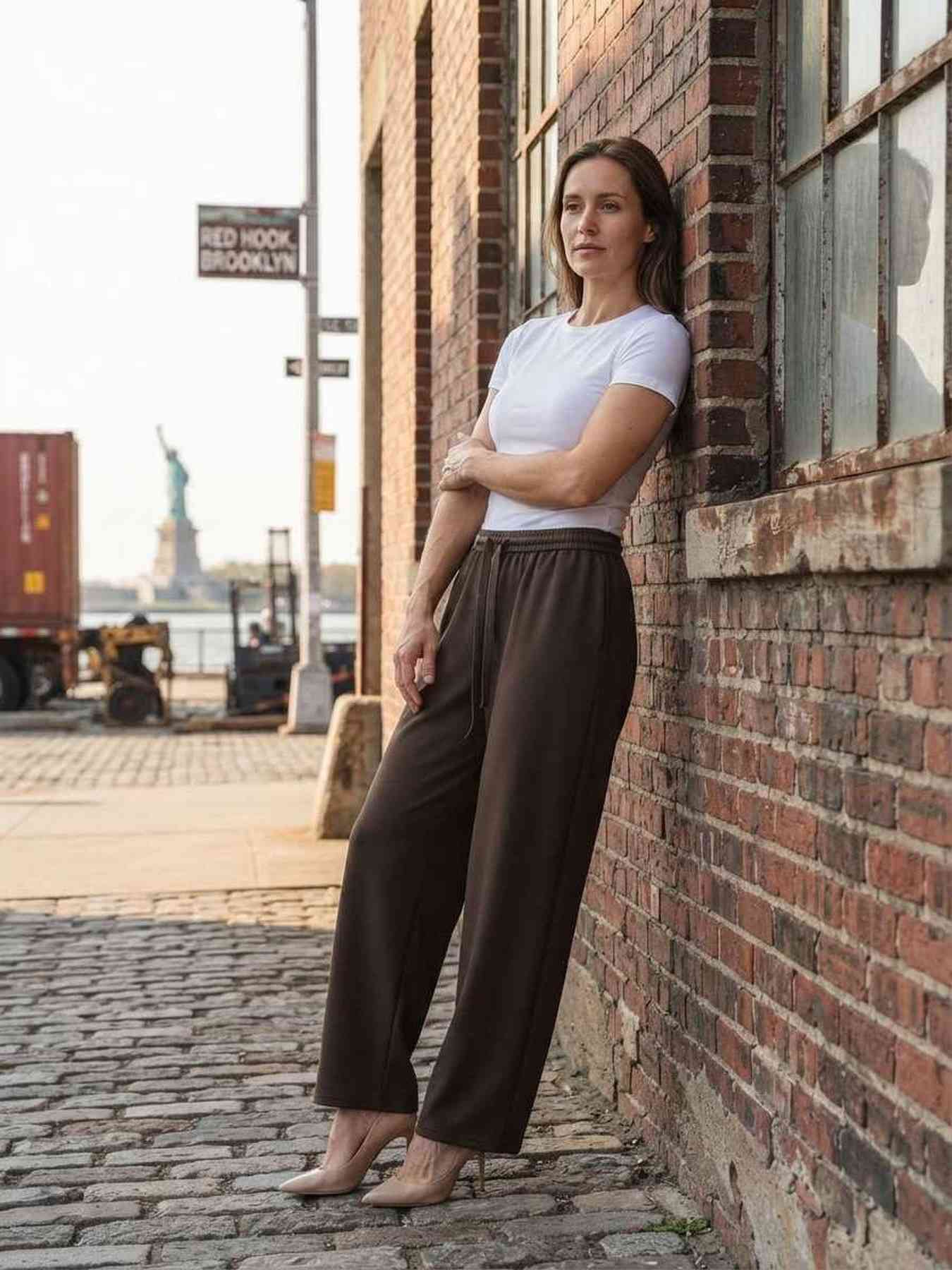 Pantalon casual femme jambe droite, longueur régulière, confortable