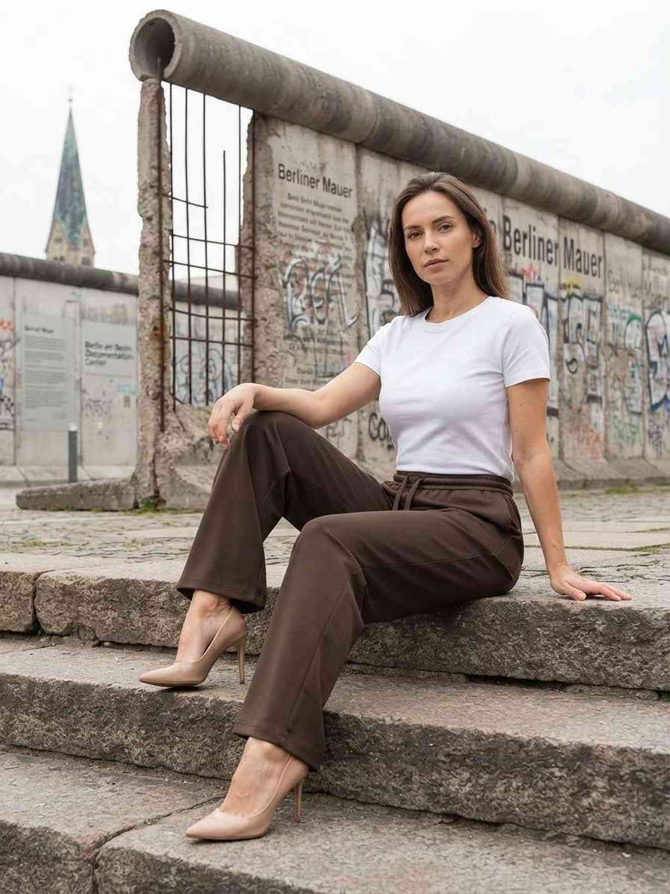 Pantalon long femme, jambe droite, casual sportif, cordon, usage quotidien