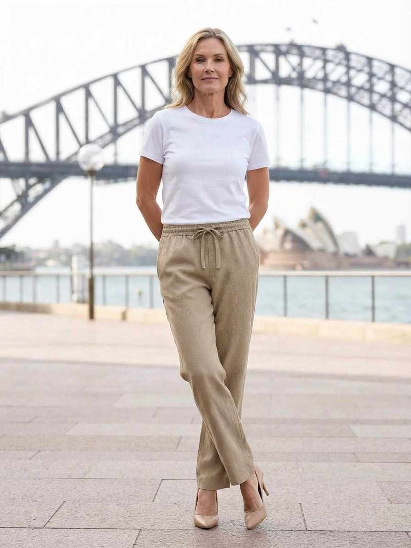 Pantalon long femme décontracté, jambe droite, sport, cordon de serrage