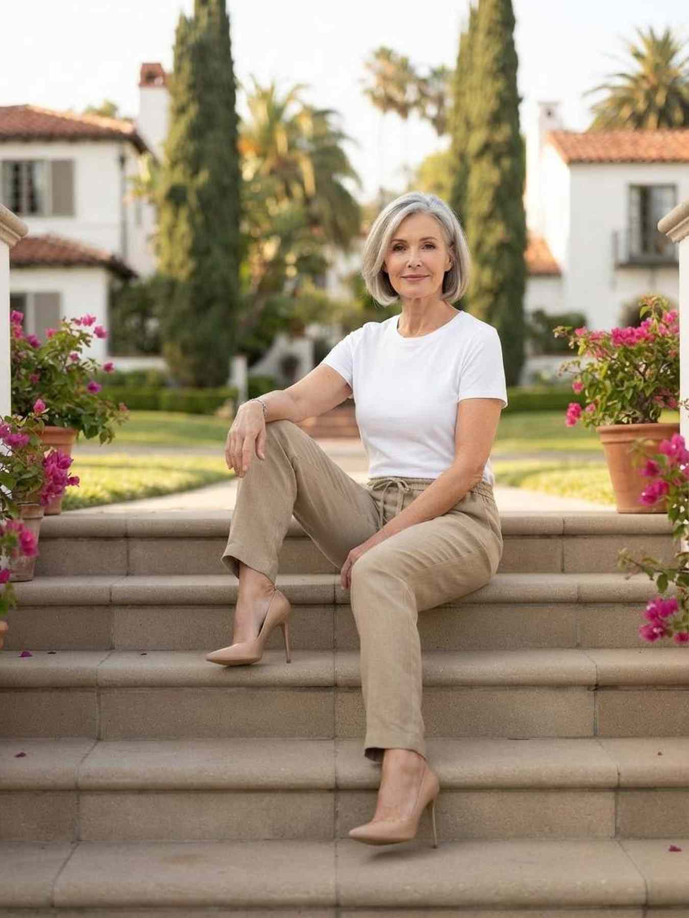 Pantalon casual femme jambe droite, longueur régulière, confortable