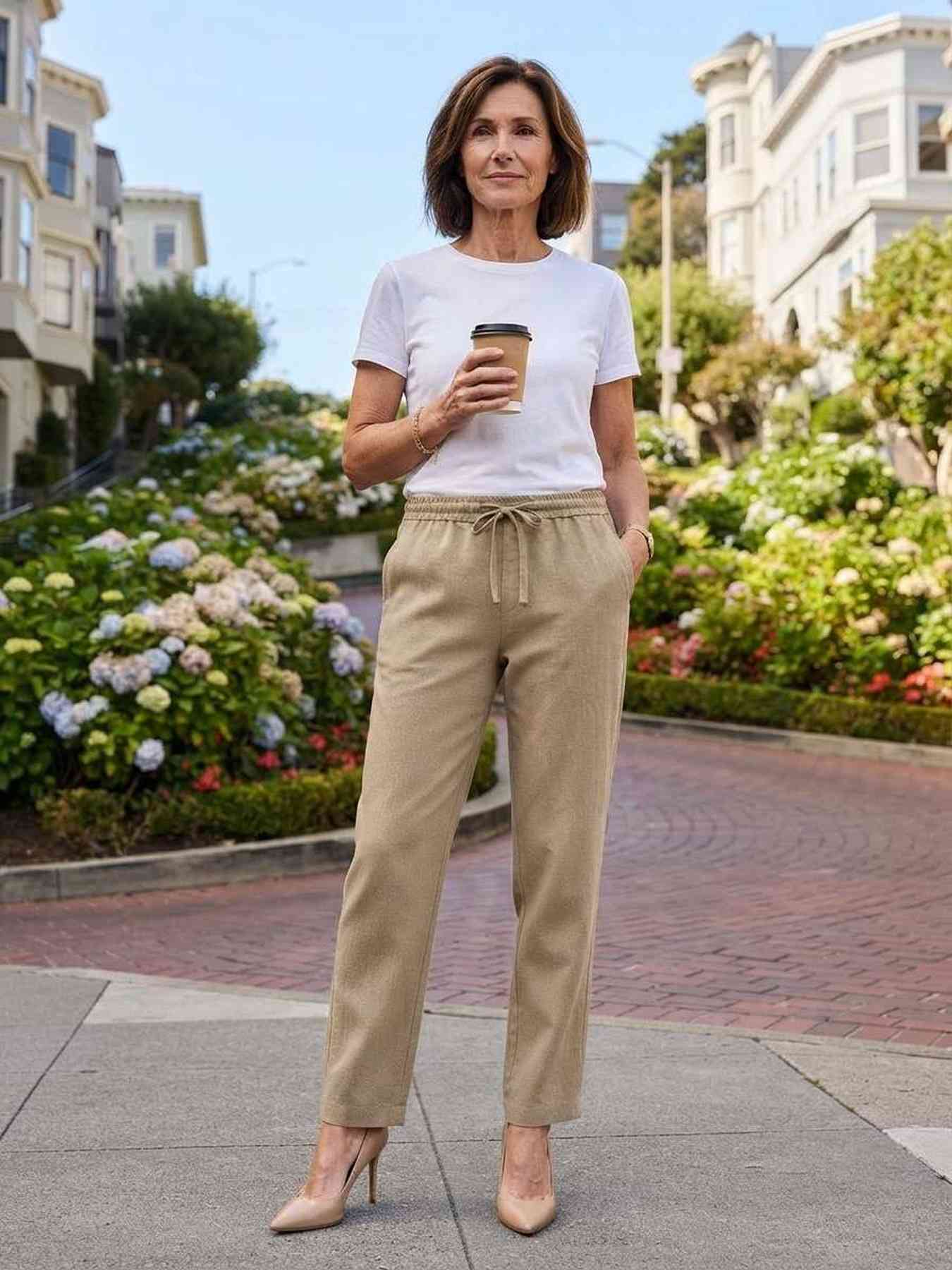 Pantalon long femme, jambe droite, casual, sports, jogging, cordon