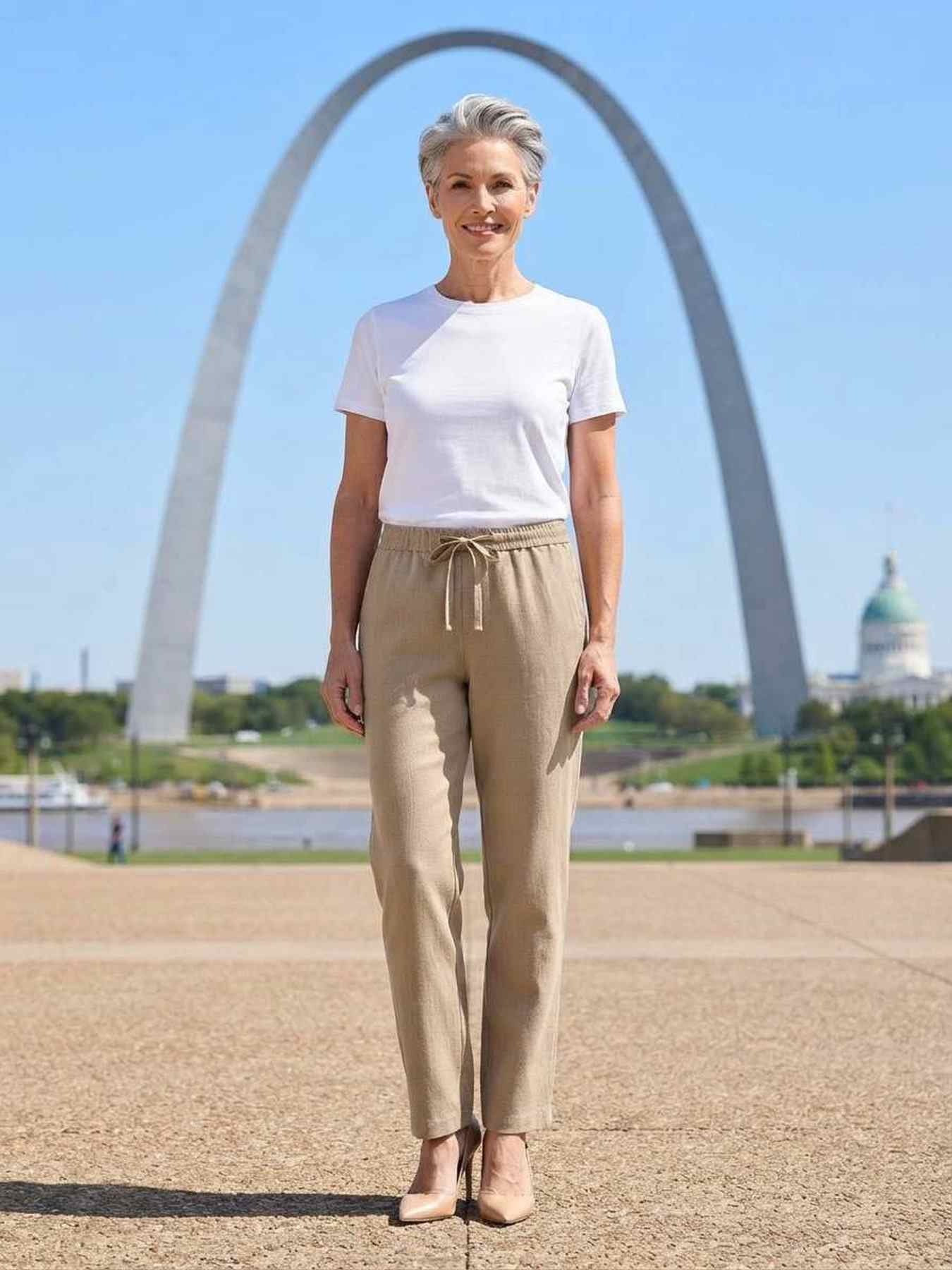 Pantalon long femme casual droit, sport, cordon, usage quotidien