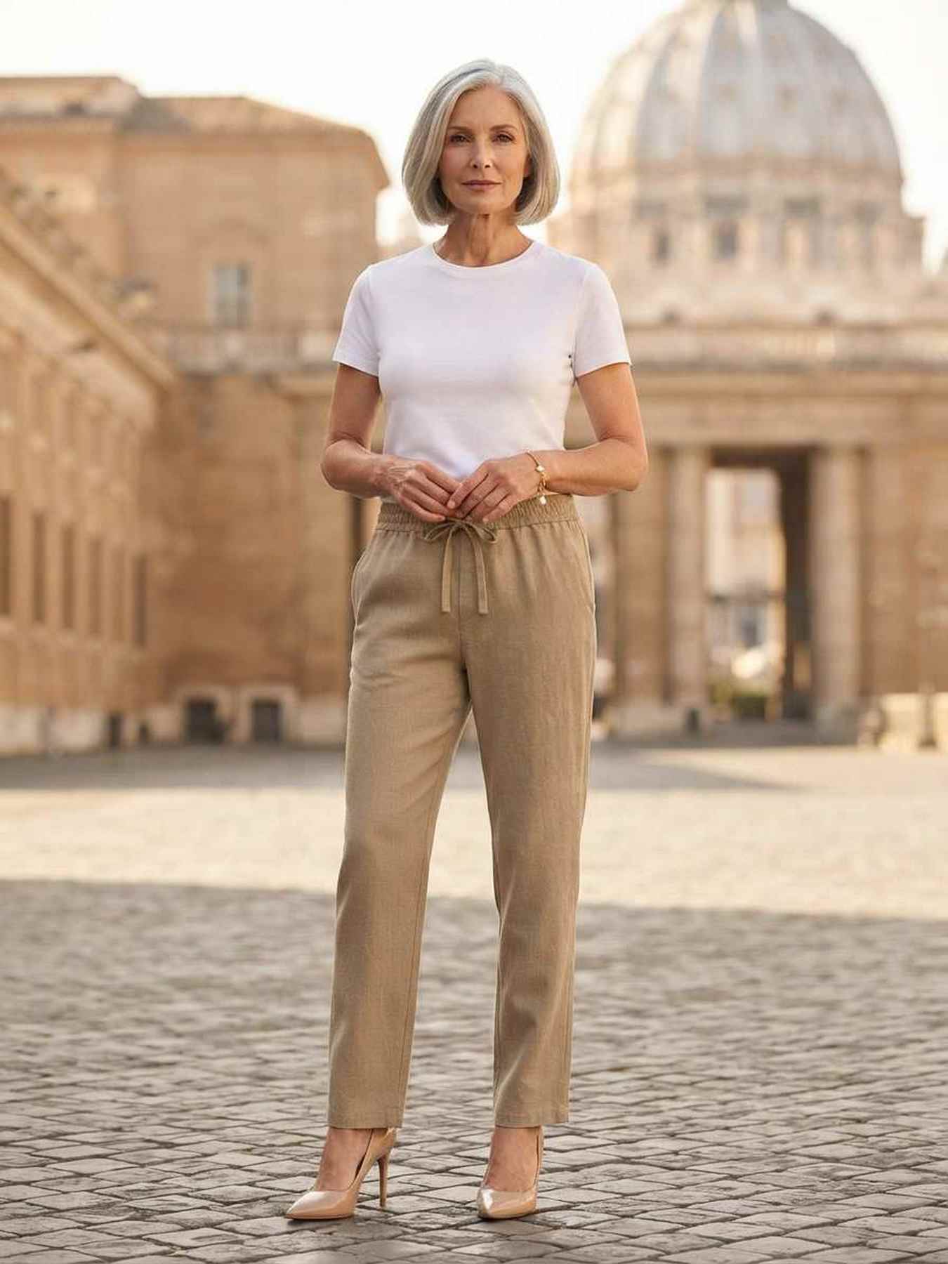 Pantalon long femme jambe droite casual décontracté