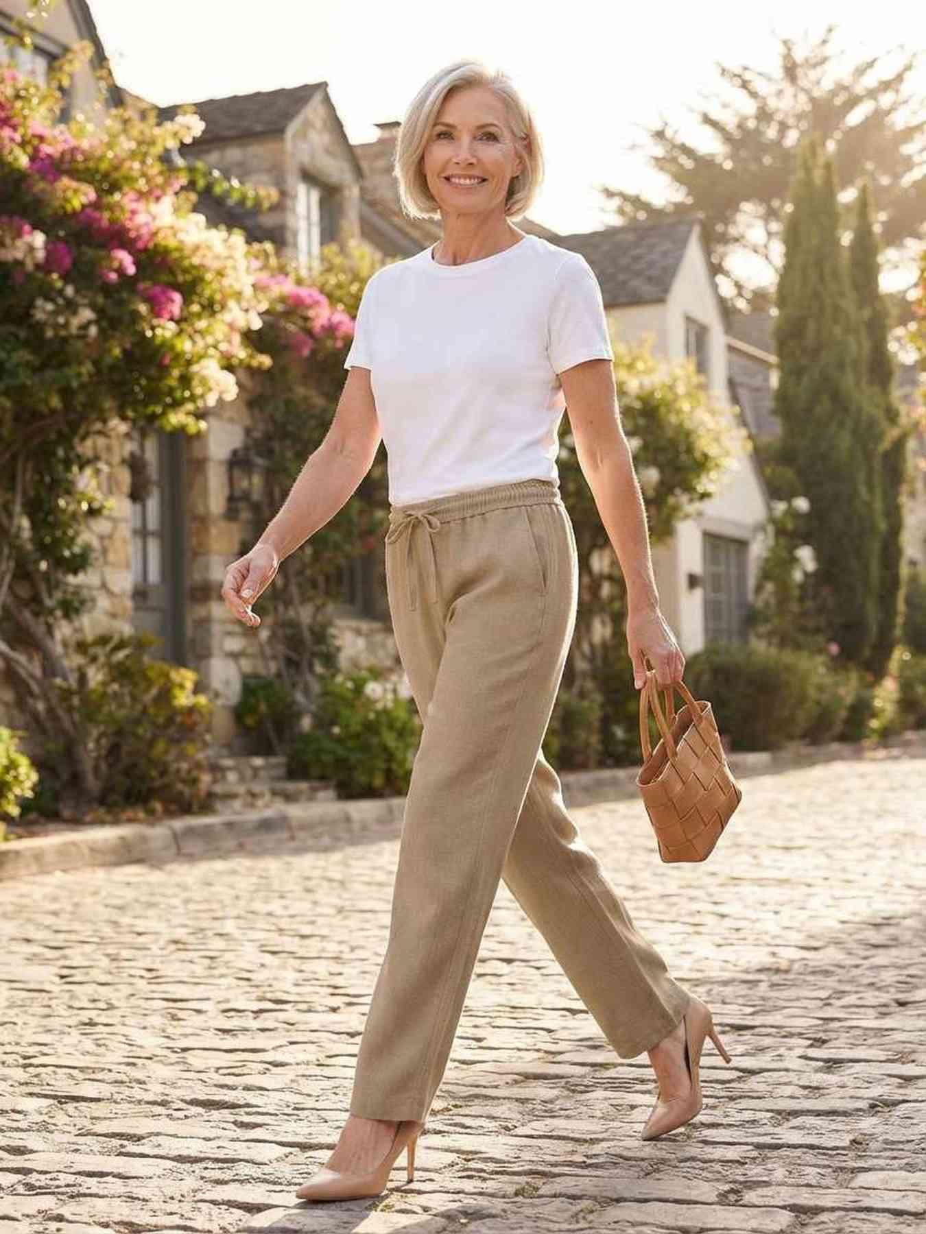 Pantalon long femme, jambe droite, casual sportif, cordon, usage quotidien