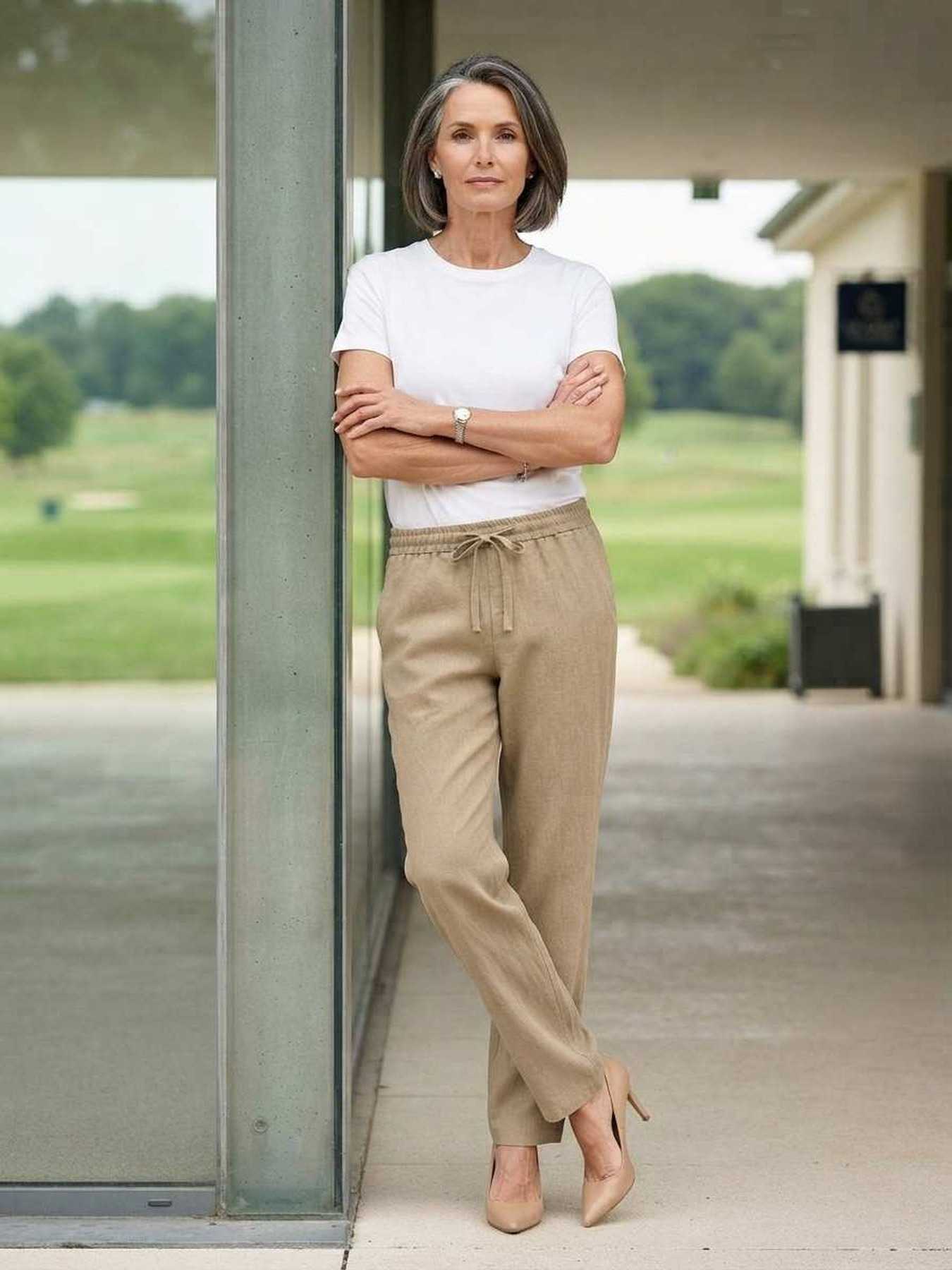 Pantalon long casual femme, jambes droites, usage quotidien