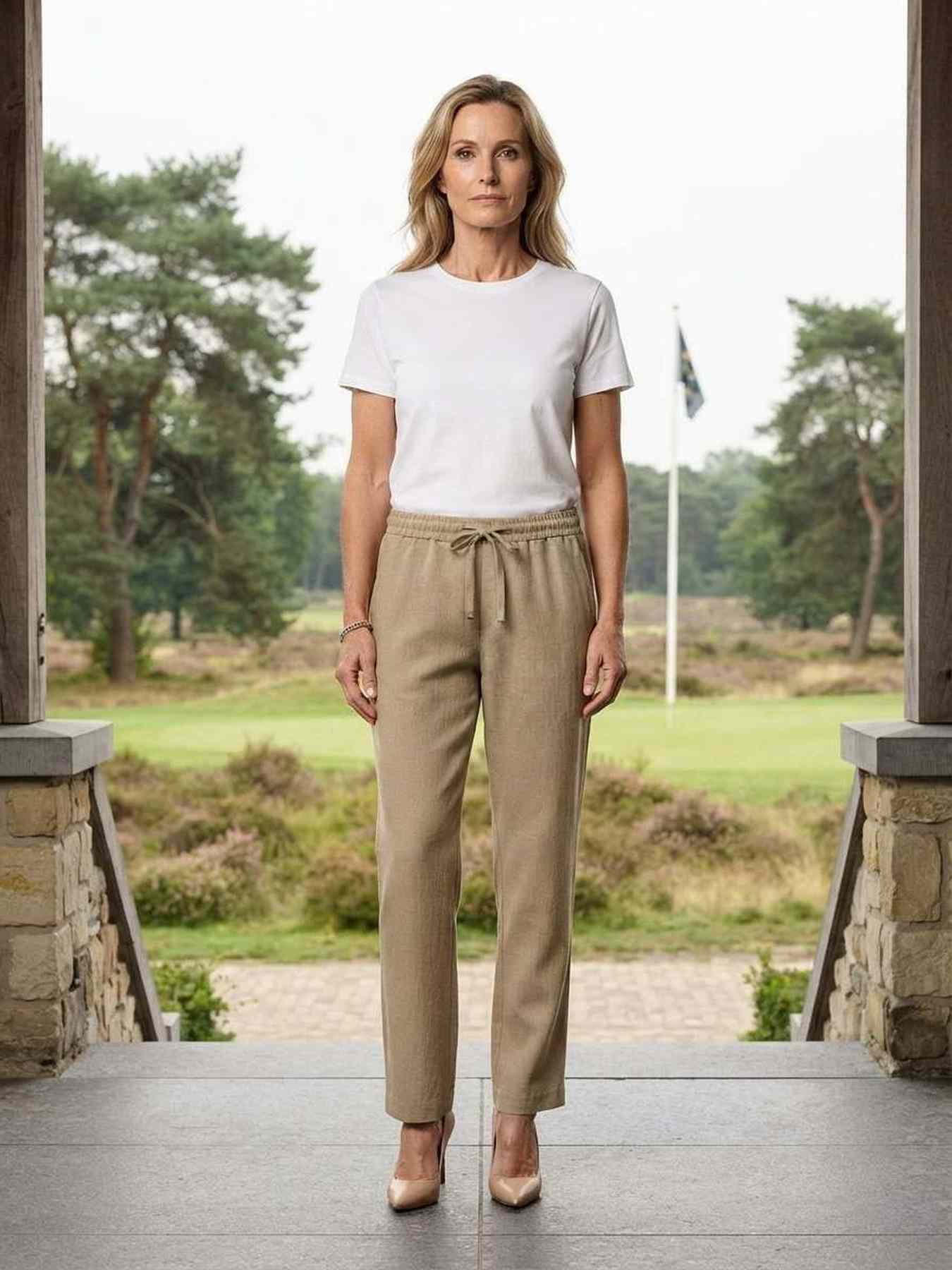 Pantalon long femme jambe droite décontracté
