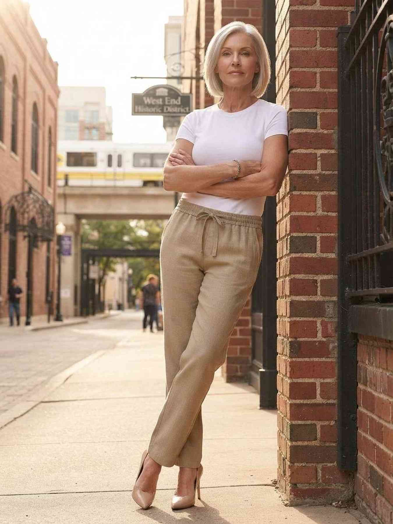 Pantalon long décontracté femme, jambe droite
