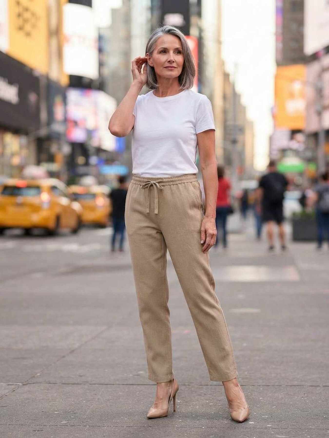 Pantalon casual femme jambe droite, longueur régulière, confortable