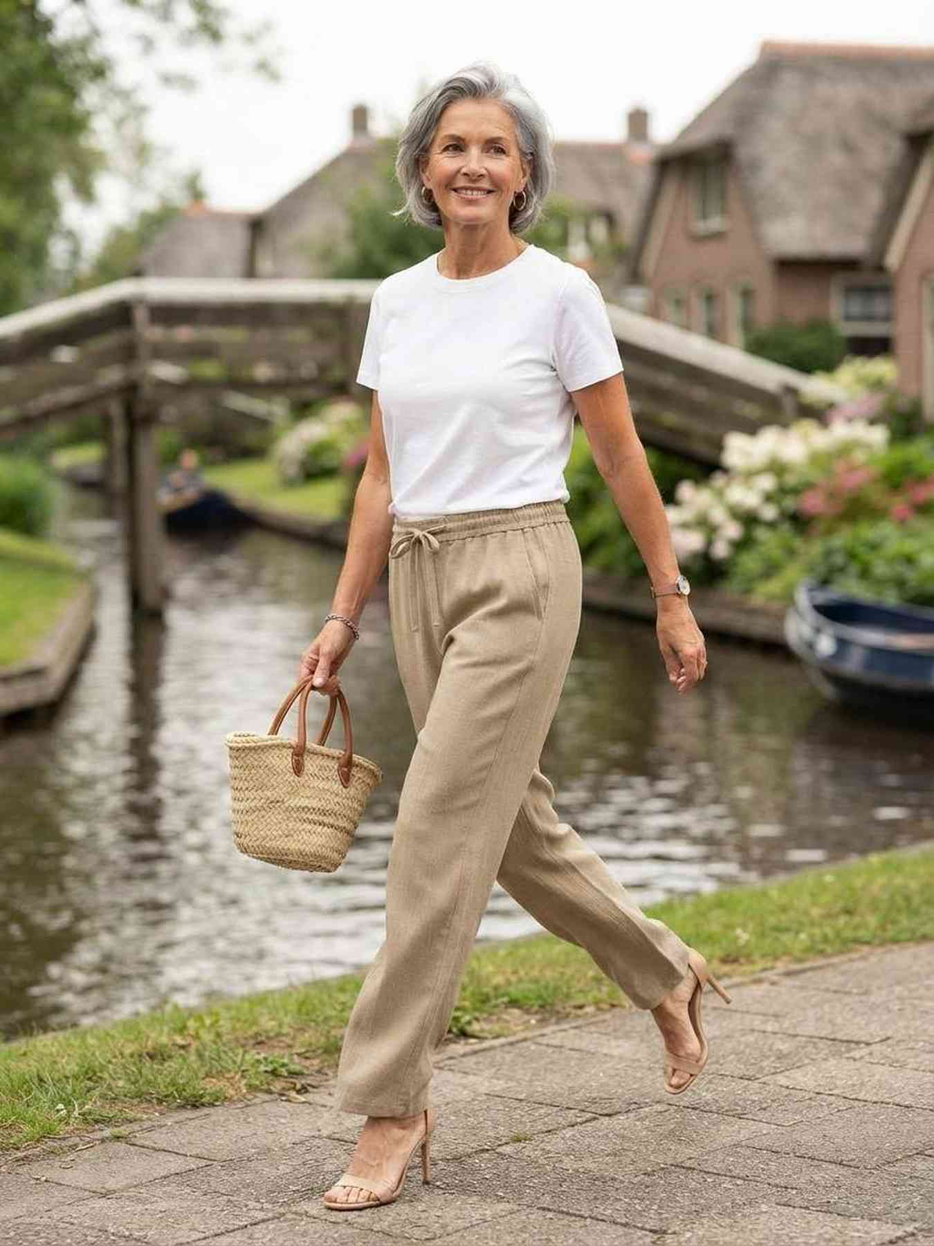 Pantalon long femme jambe droite décontracté