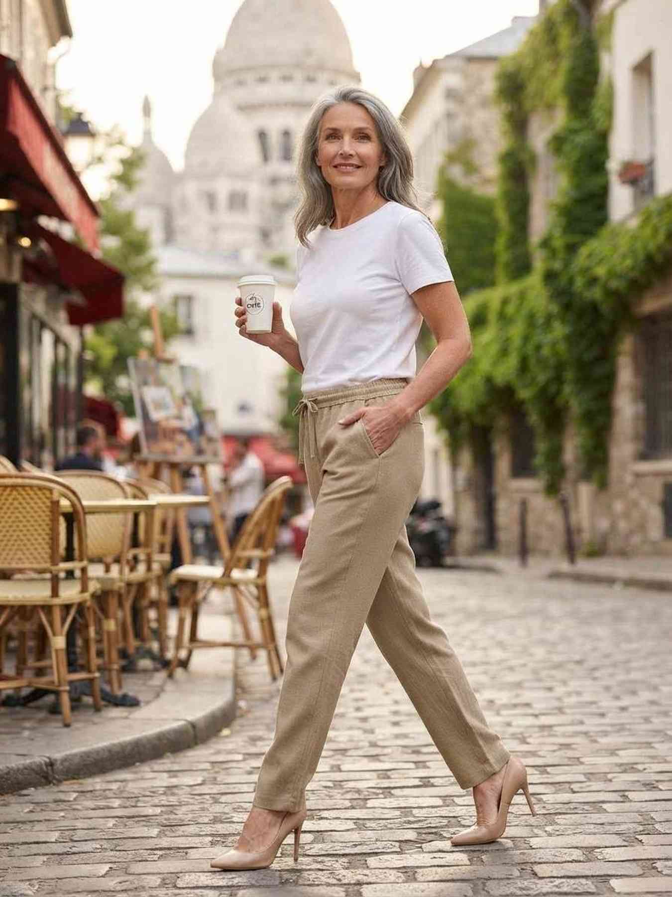 Pantalon long décontracté femme, jambe droite