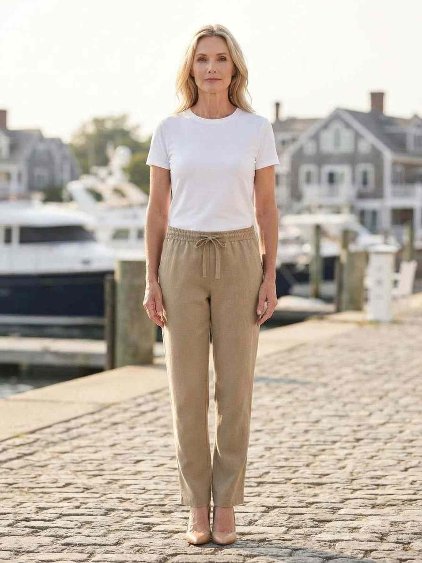 Pantalon casual femme jambe droite, longueur régulière, confortable