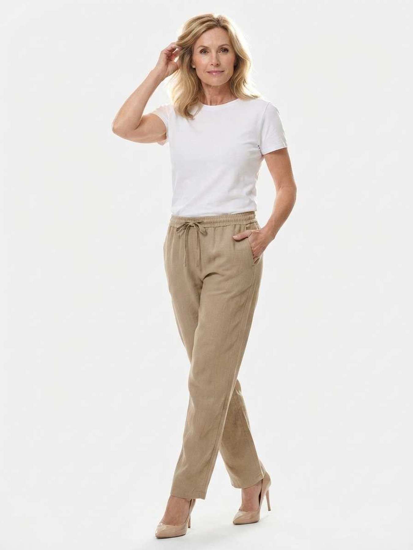 Pantalon long décontracté femme, jambes droites