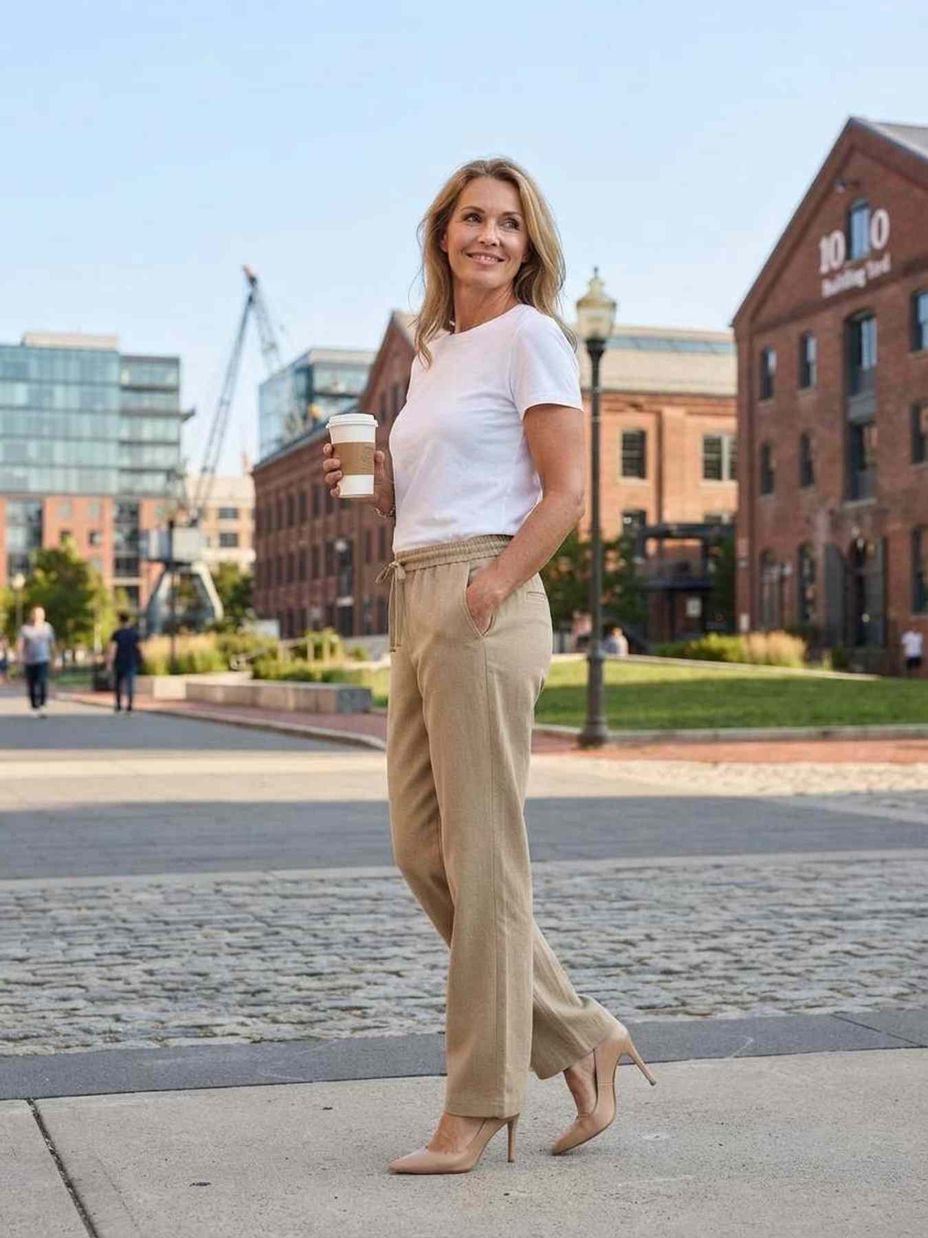 Pantalon long décontracté femme, jambe droite