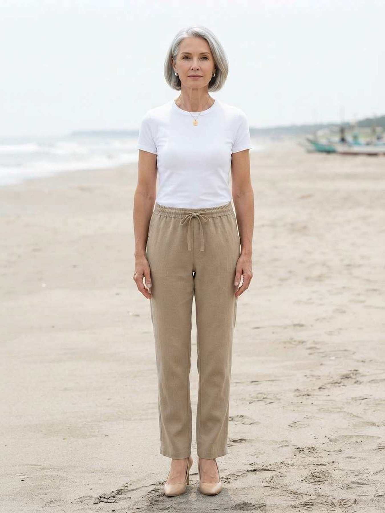 Pantalon long casual femme, jambes droites, usage quotidien