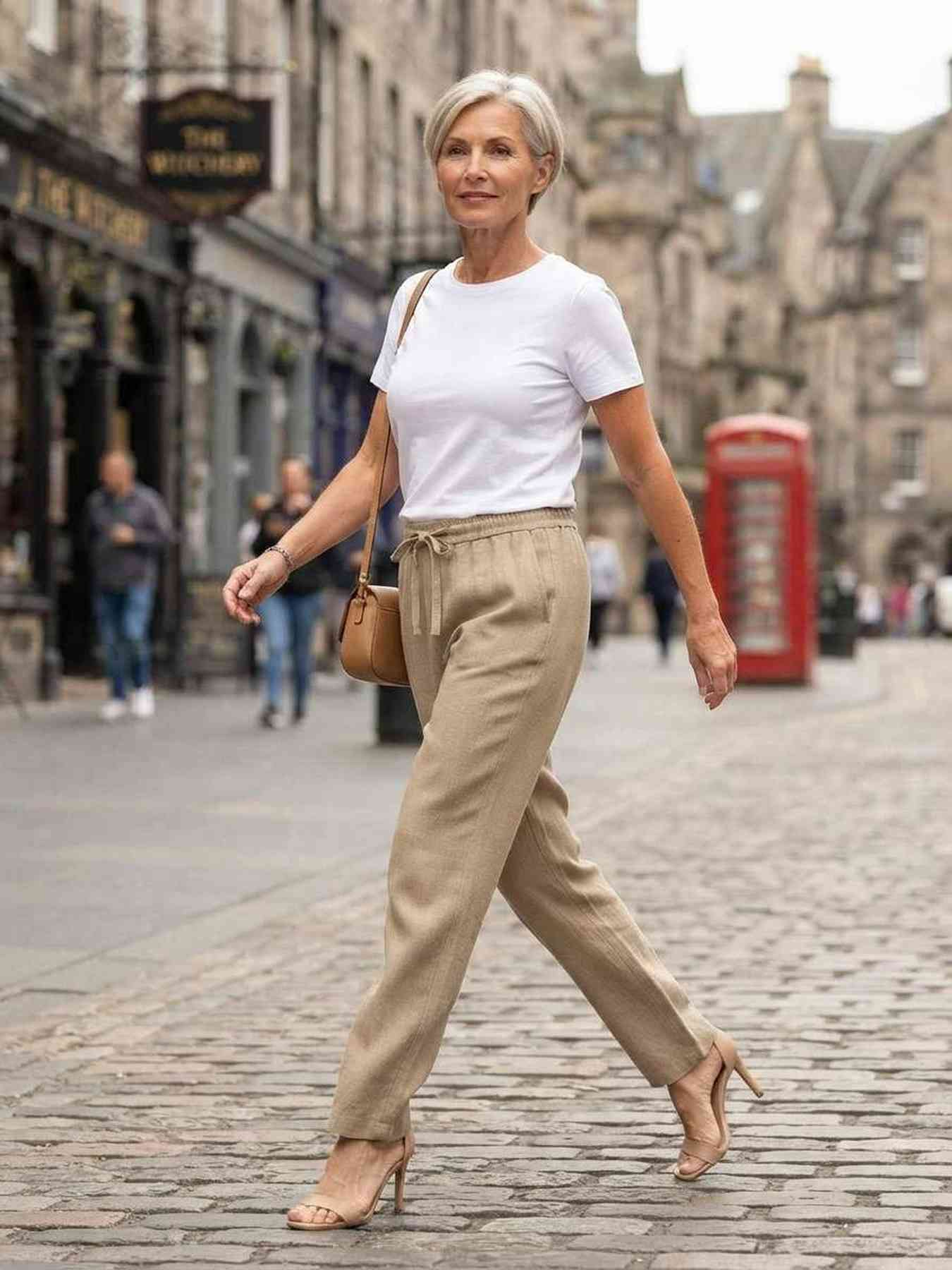 Pantalon long femme jambe droite décontracté