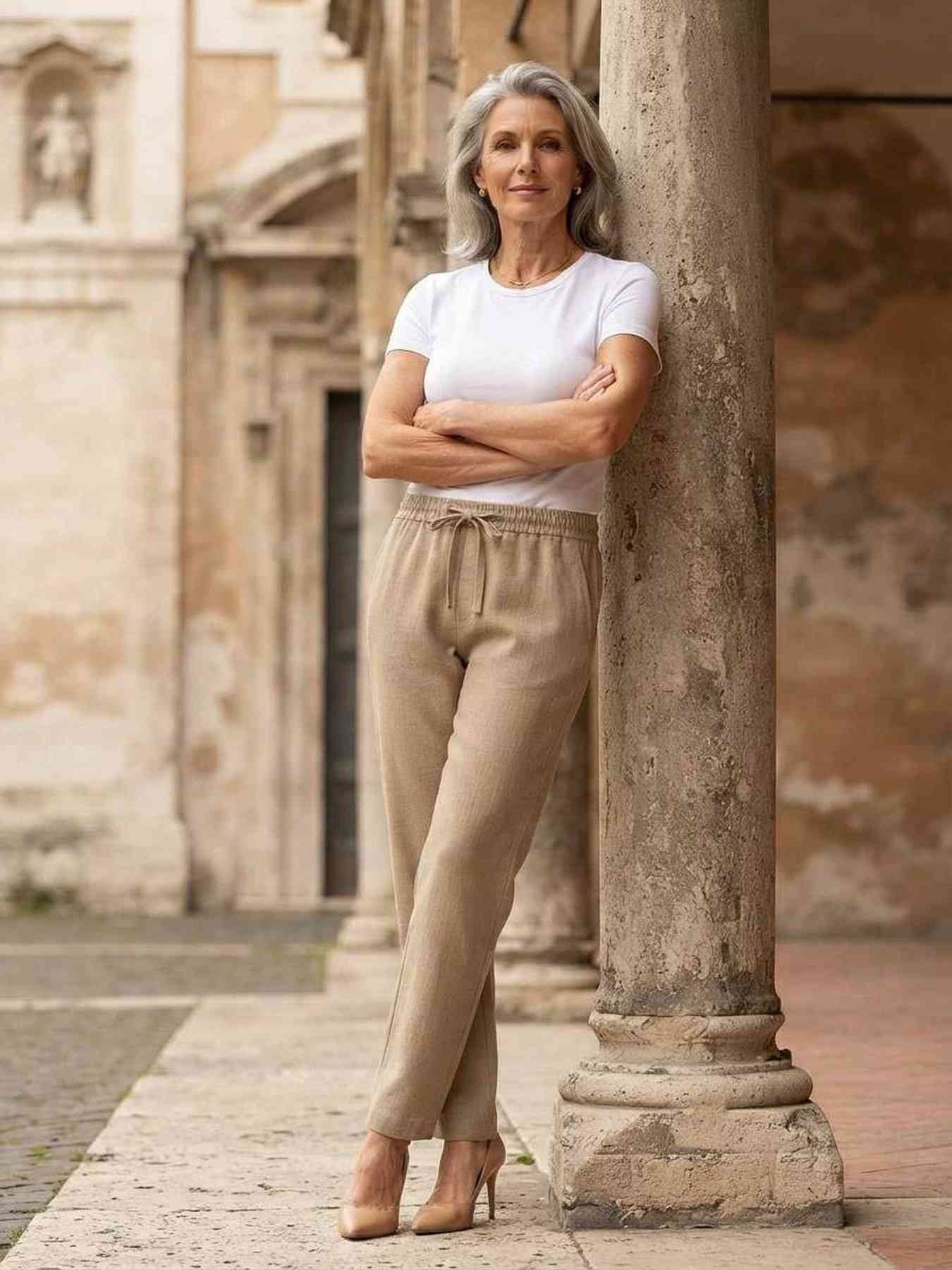 Pantalon casual femme long, jambe droite, sportif, cordon de serrage, usage quotidien