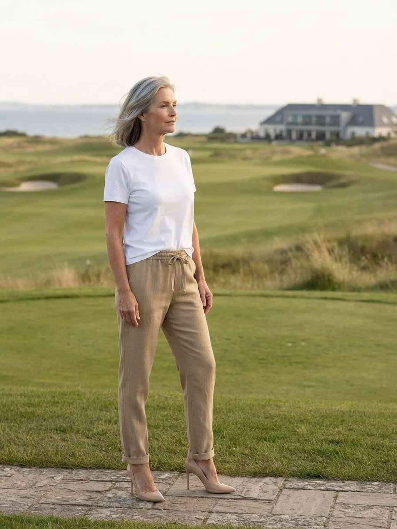 Pantalon casual femme long, jambe droite, sportif, cordon de serrage, usage quotidien