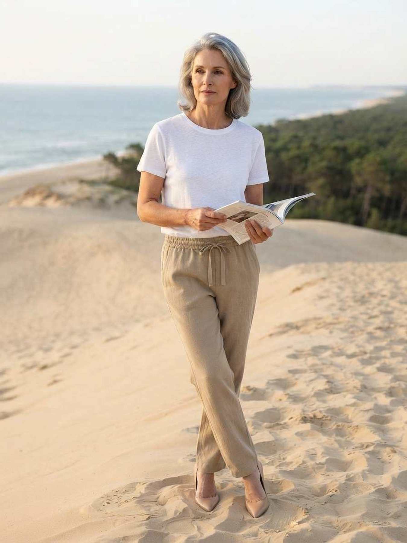 Pantalon long décontracté femme, jambes droites