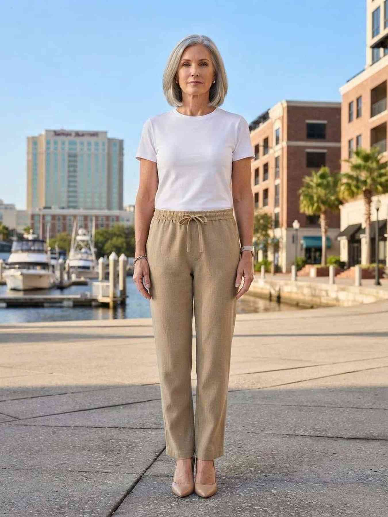 Pantalon long femme casual droit, sport, cordon, usage quotidien
