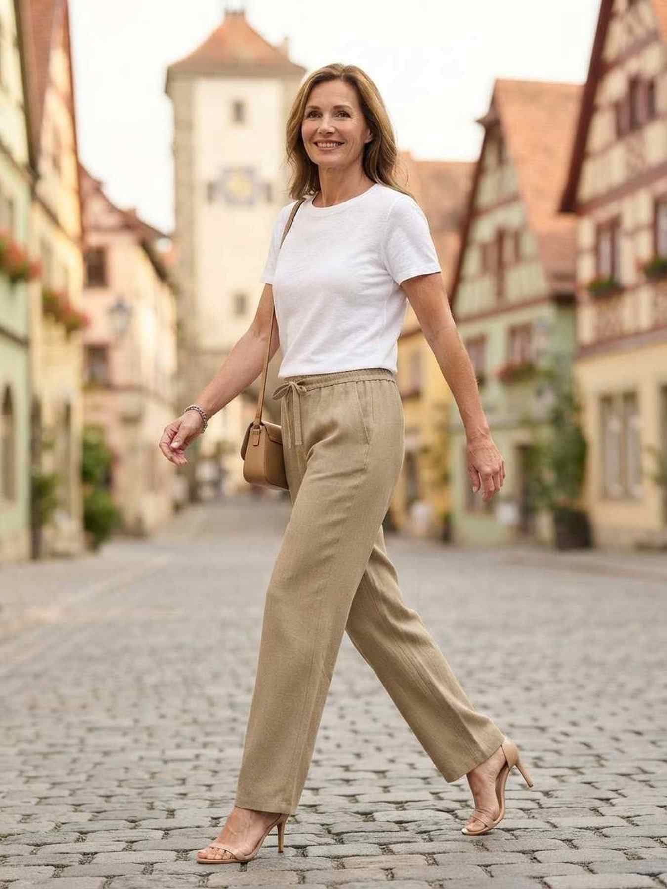 Pantalon casual femme jambe droite, longueur régulière, confortable