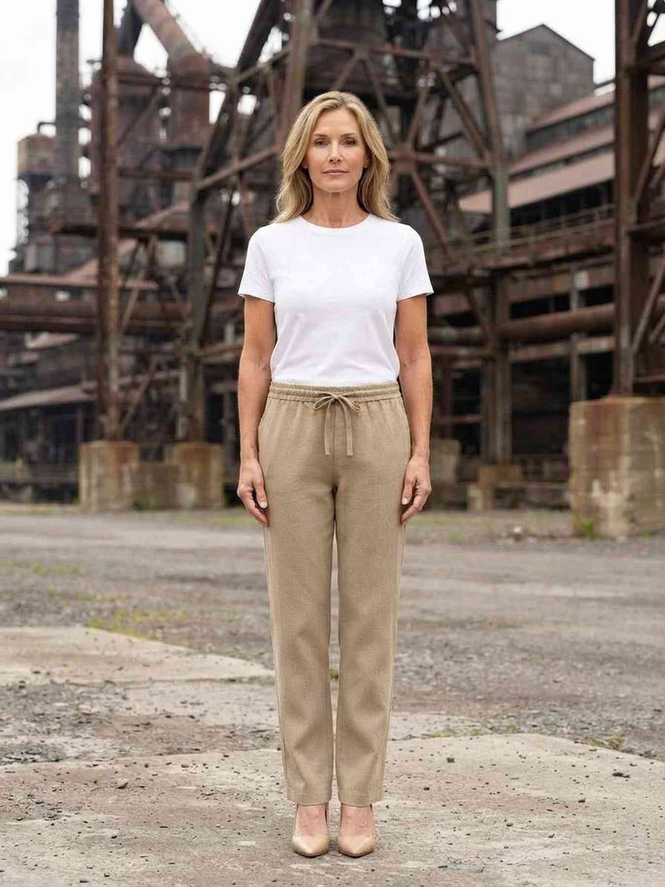 Pantalon long femme, jambe droite, casual, sportif, cordon de serrage, usage quotidien