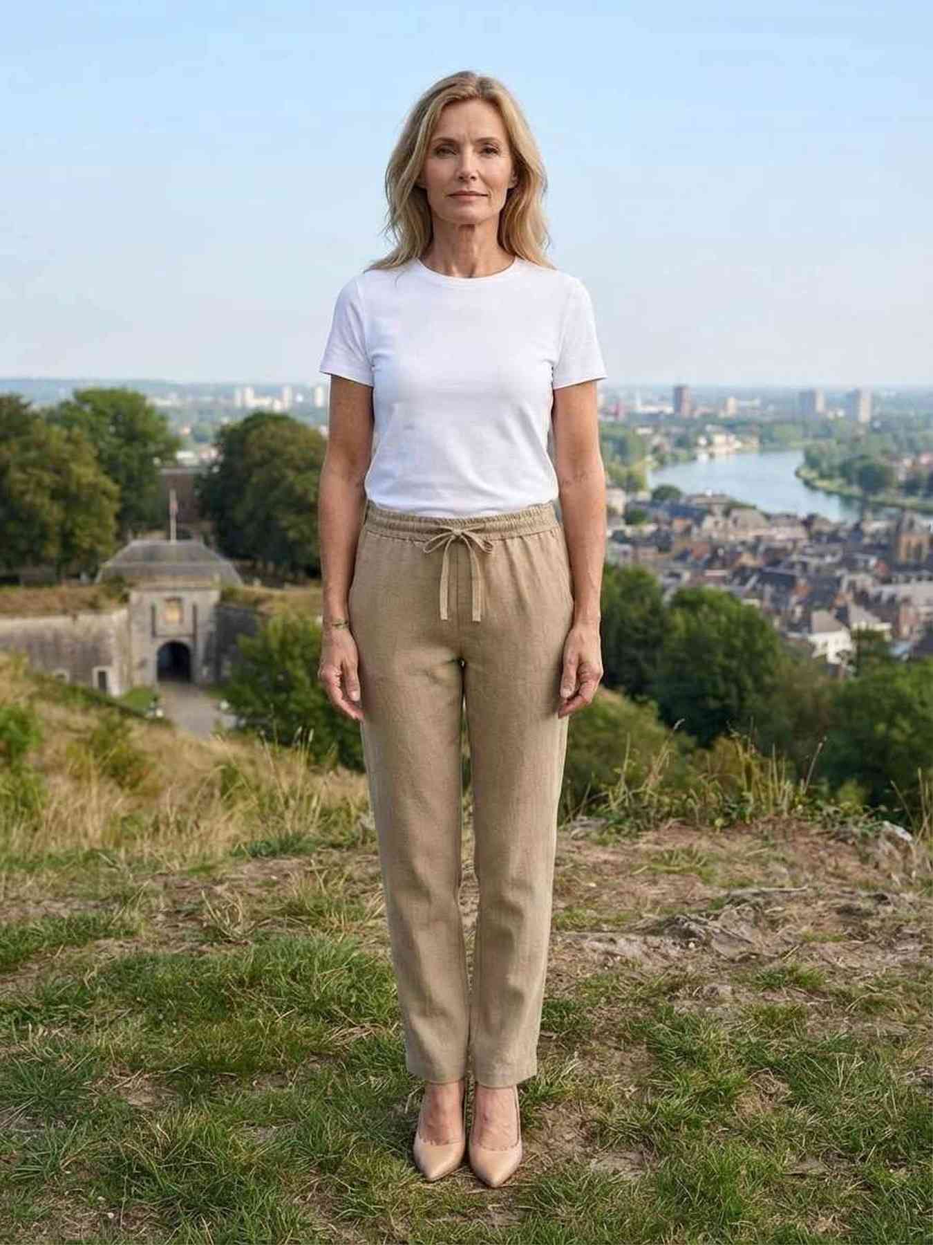 Pantalon long femme casual droit, sport, cordon, usage quotidien