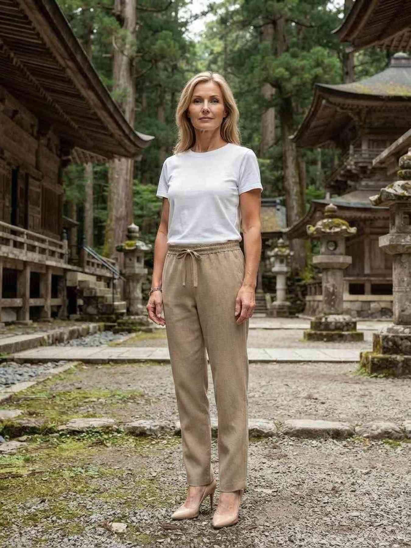 Pantalon casual femme jambe droite décontracté sportif cordon