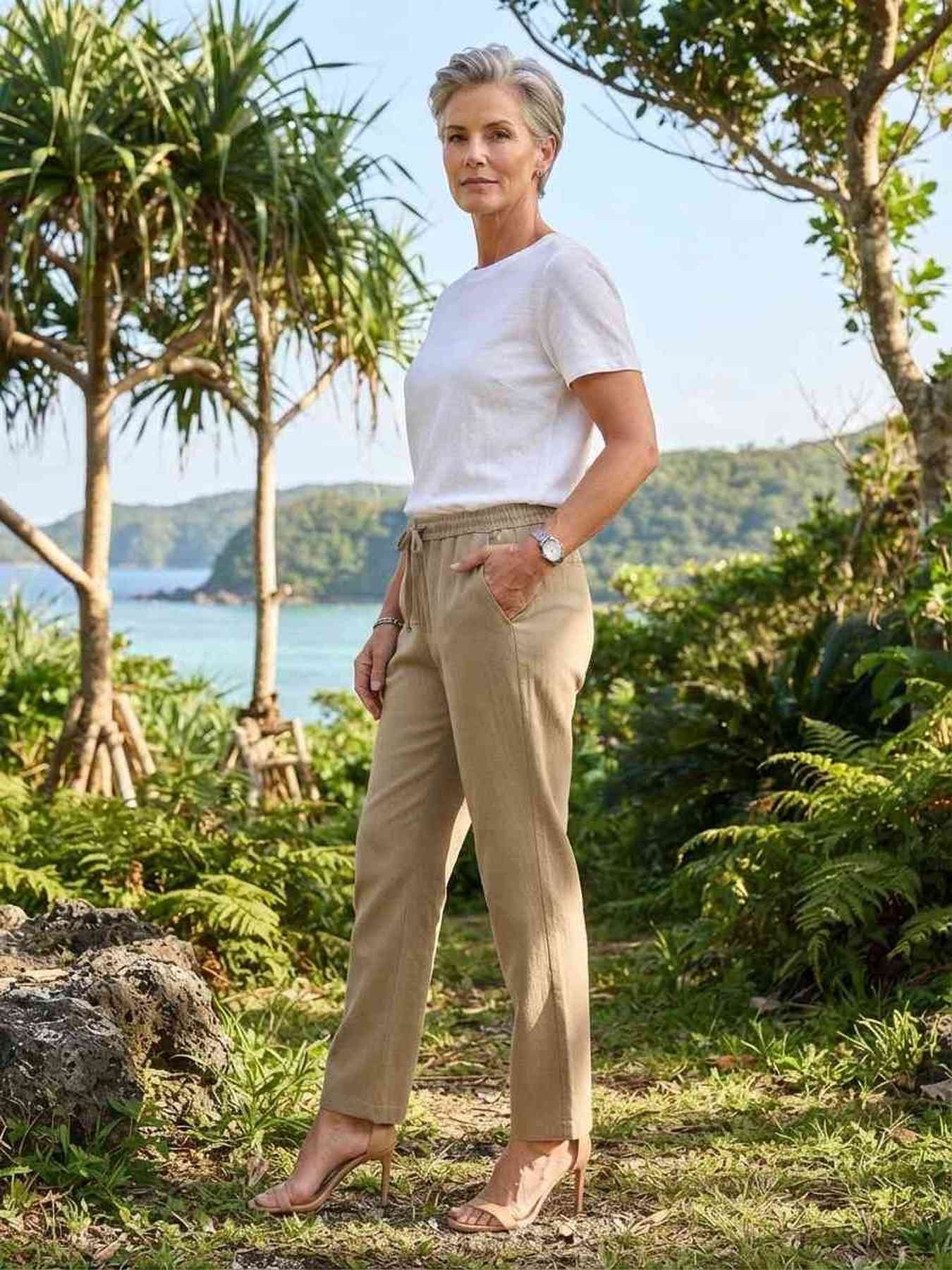 Pantalon long droit casual pour femme, usage quotidien