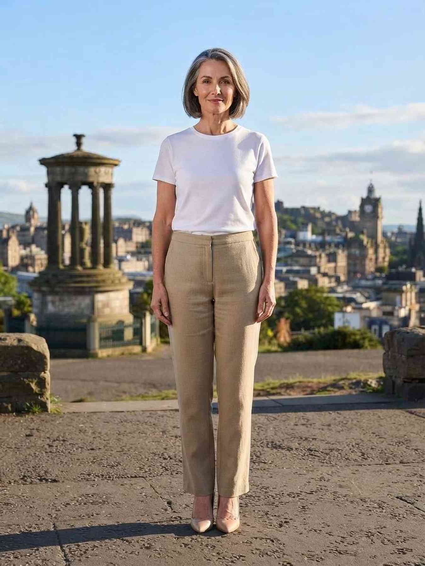 Pantalon long femme jambe droite décontracté