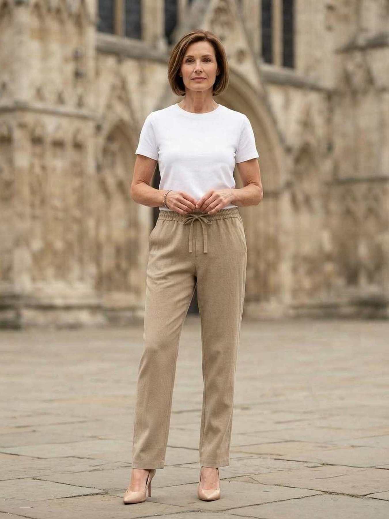 Pantalon long droit casual pour femme, usage quotidien