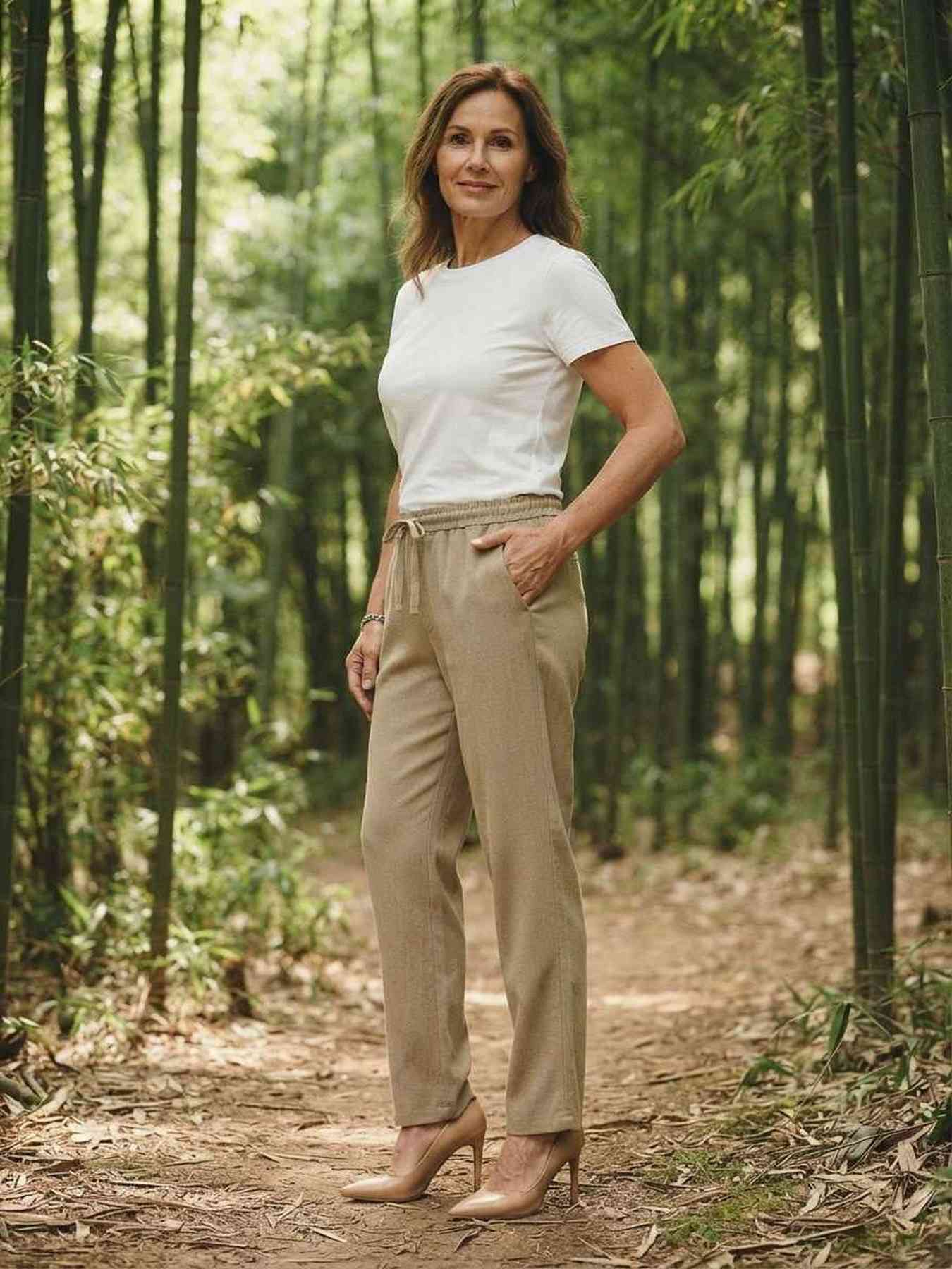 Pantalon long femme, jambe droite, casual, sportif, cordon de serrage, usage quotidien