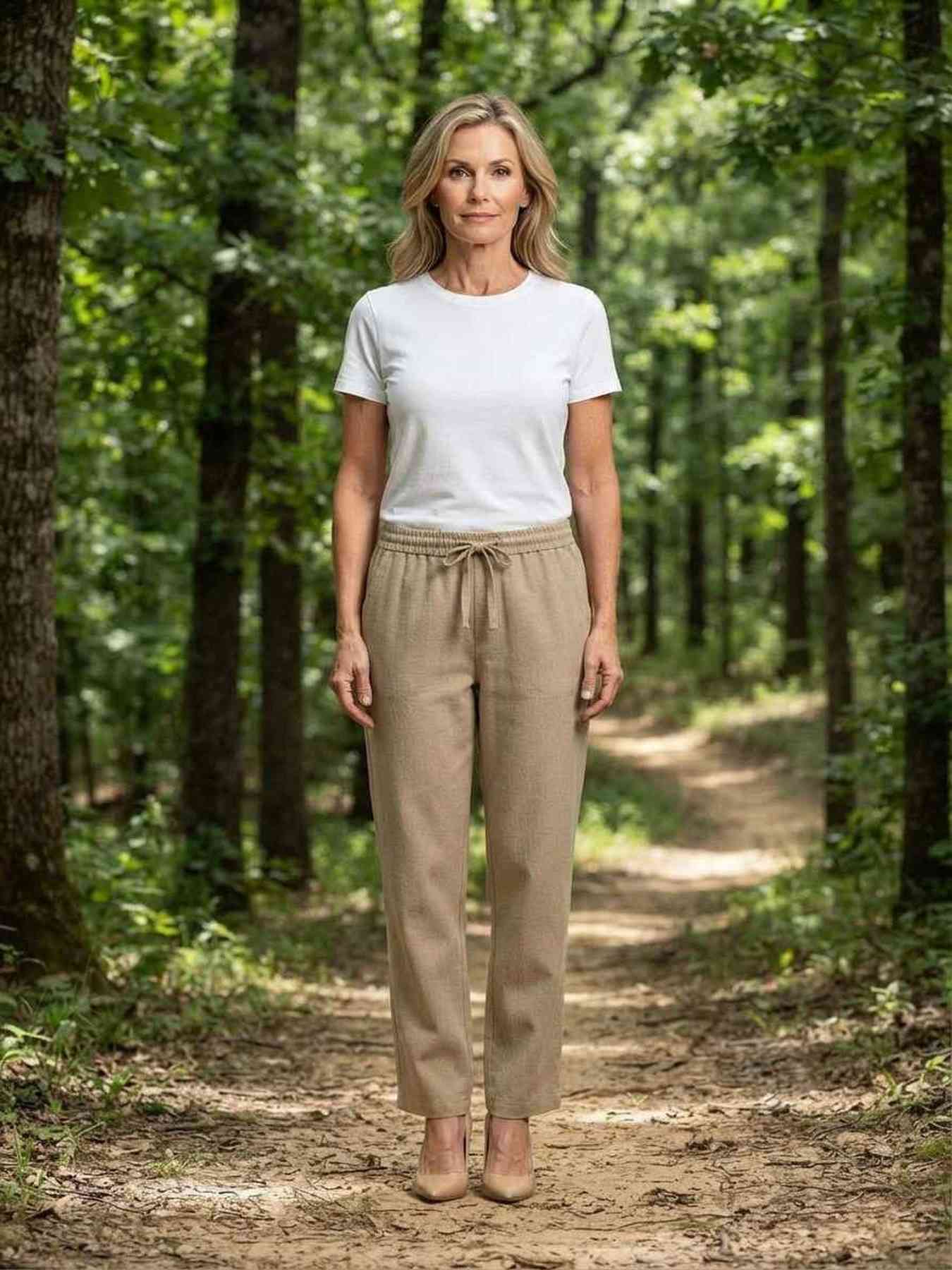 Pantalon long décontracté femme, jambes droites