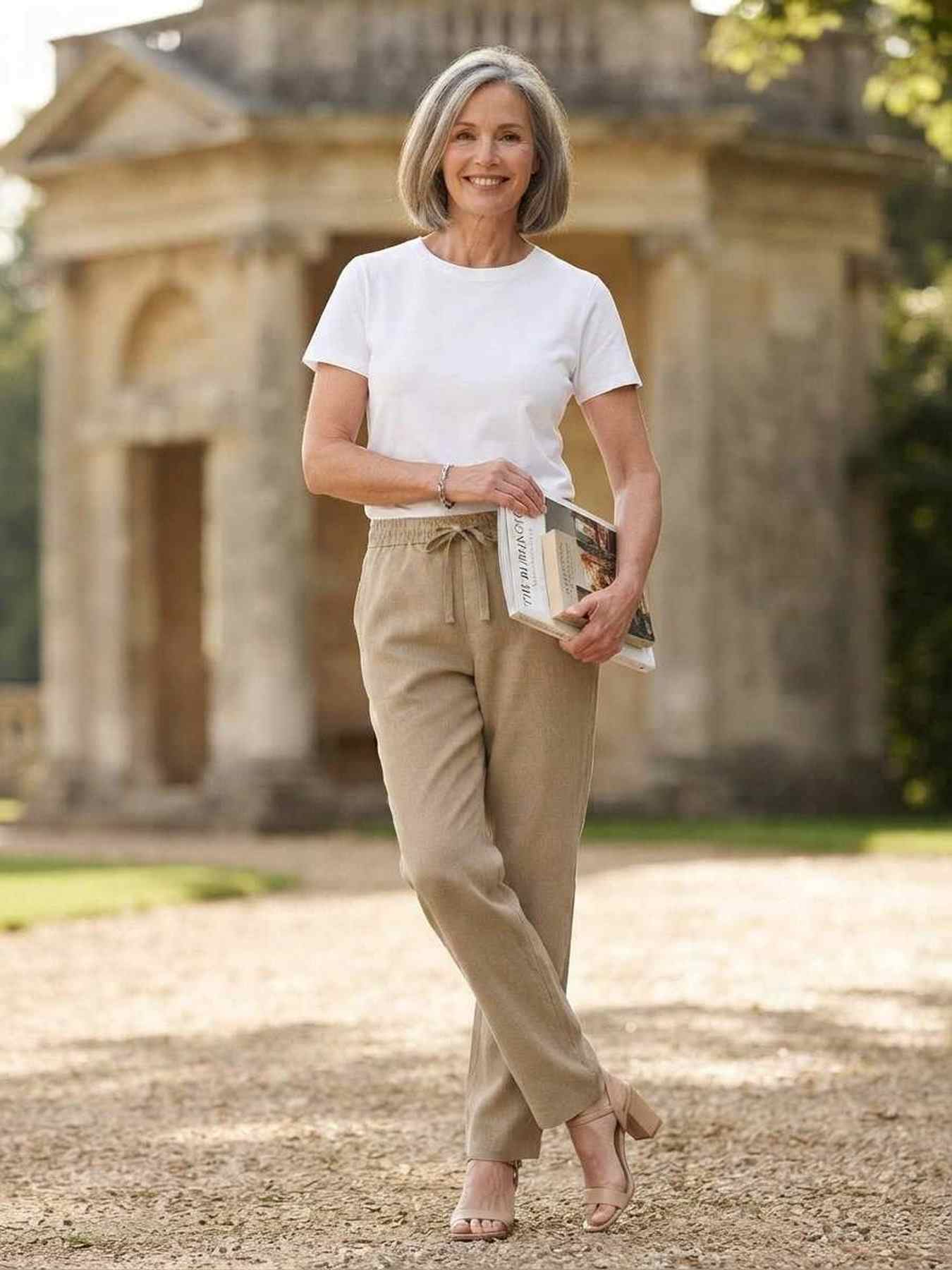 Pantalon casual femme jambe droite décontracté sportif cordon