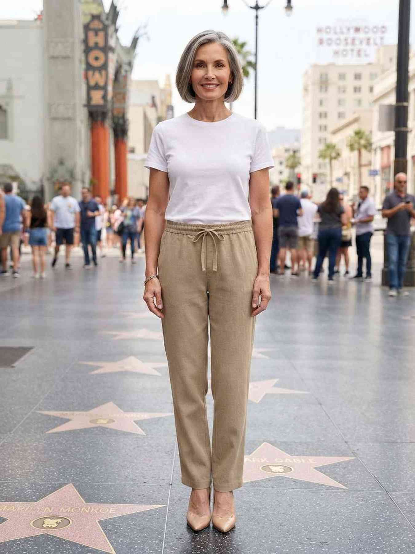 Pantalon casual femme jambe droite, longueur régulière, confortable