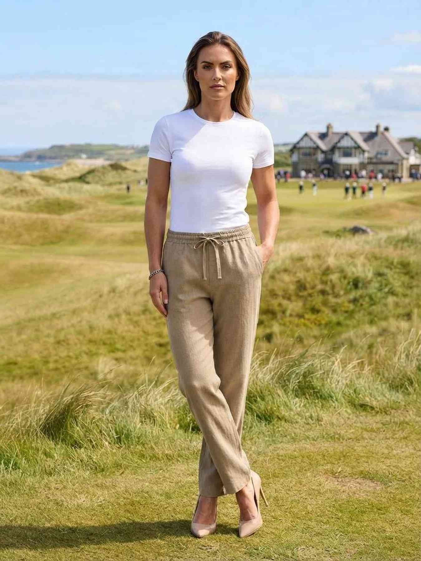 Pantalon long femme jambe droite casual décontracté