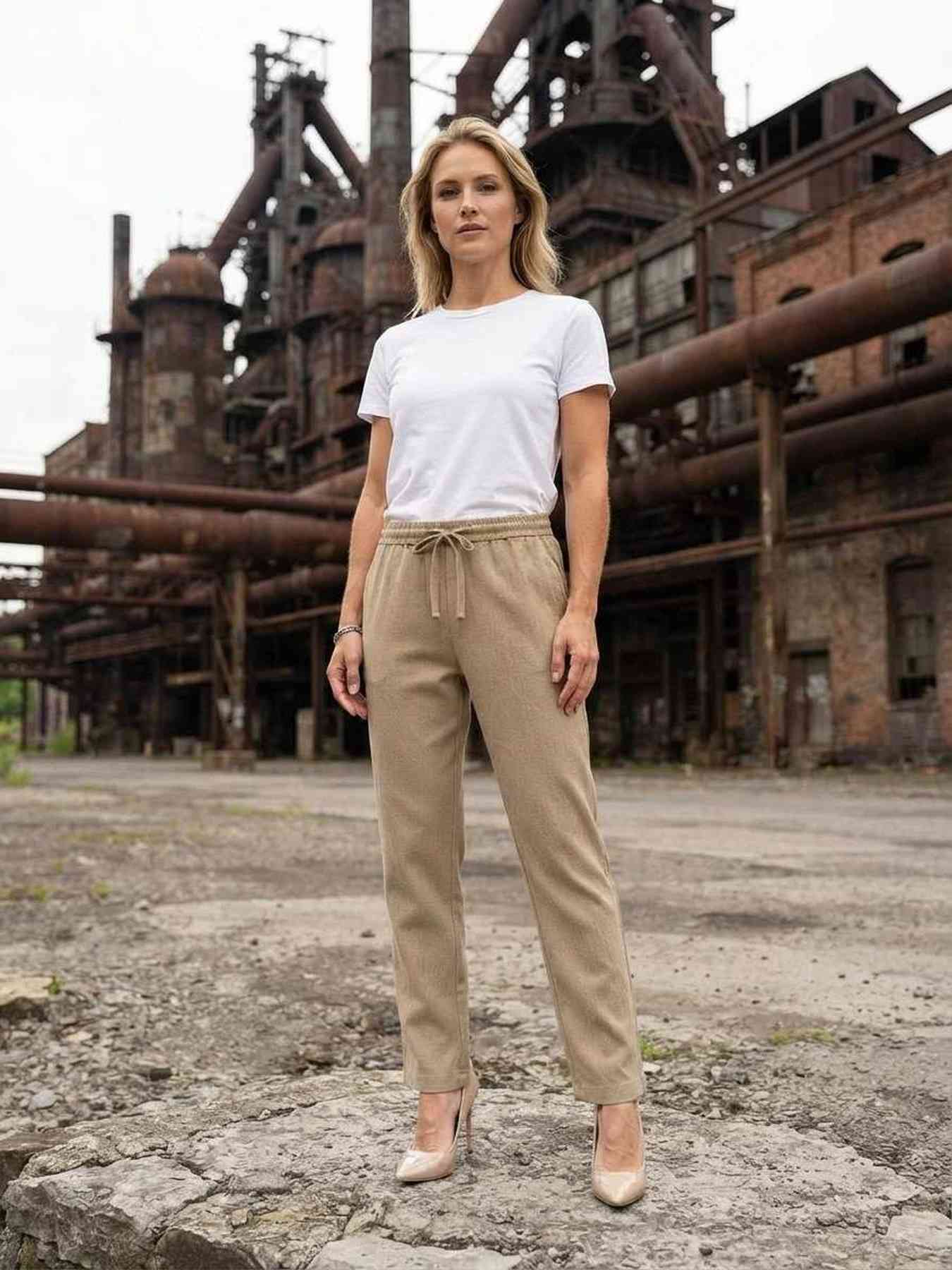 Pantalon long droit casual pour femme, usage quotidien