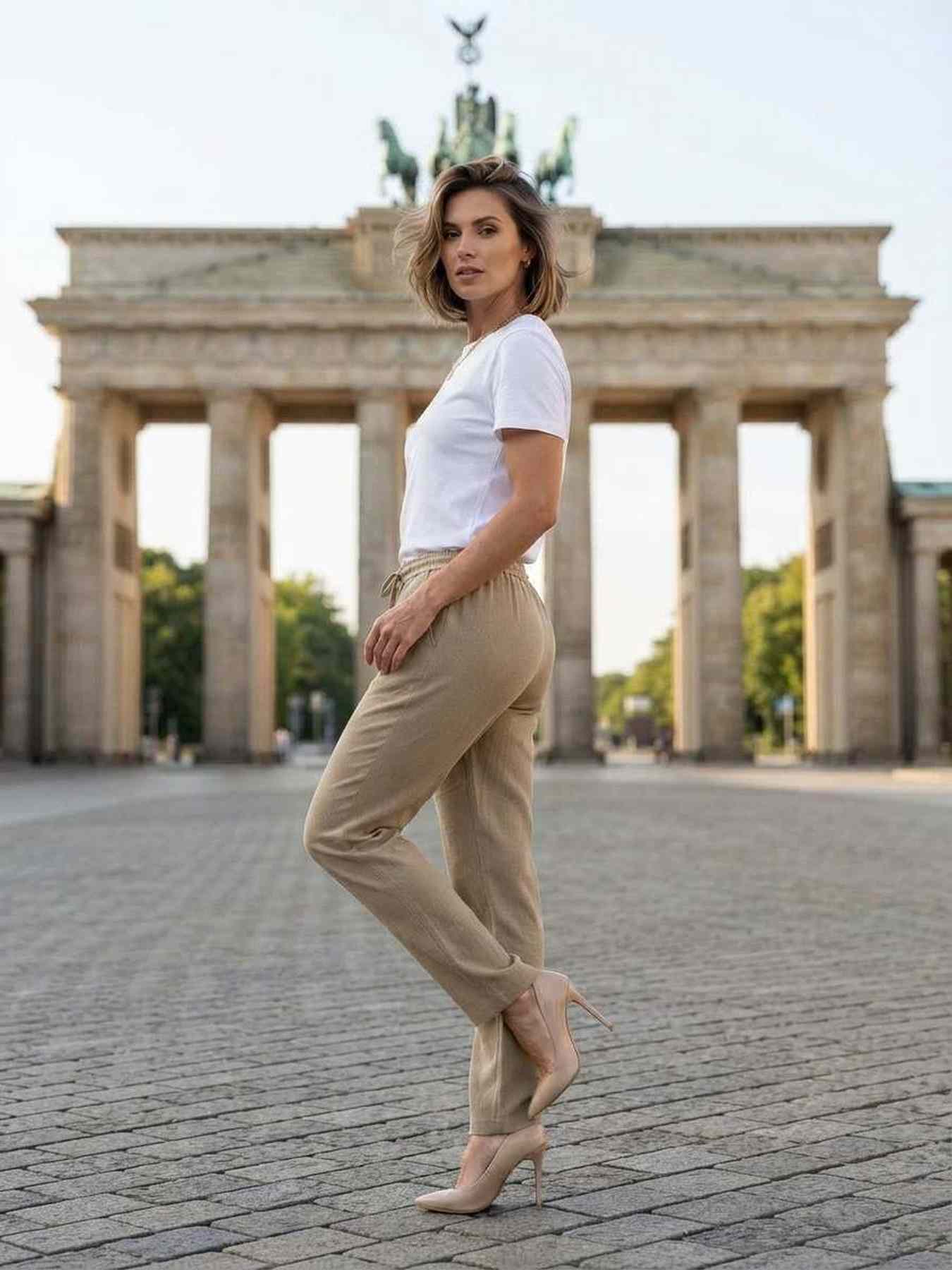 Pantalon long femme jambe droite casual décontracté