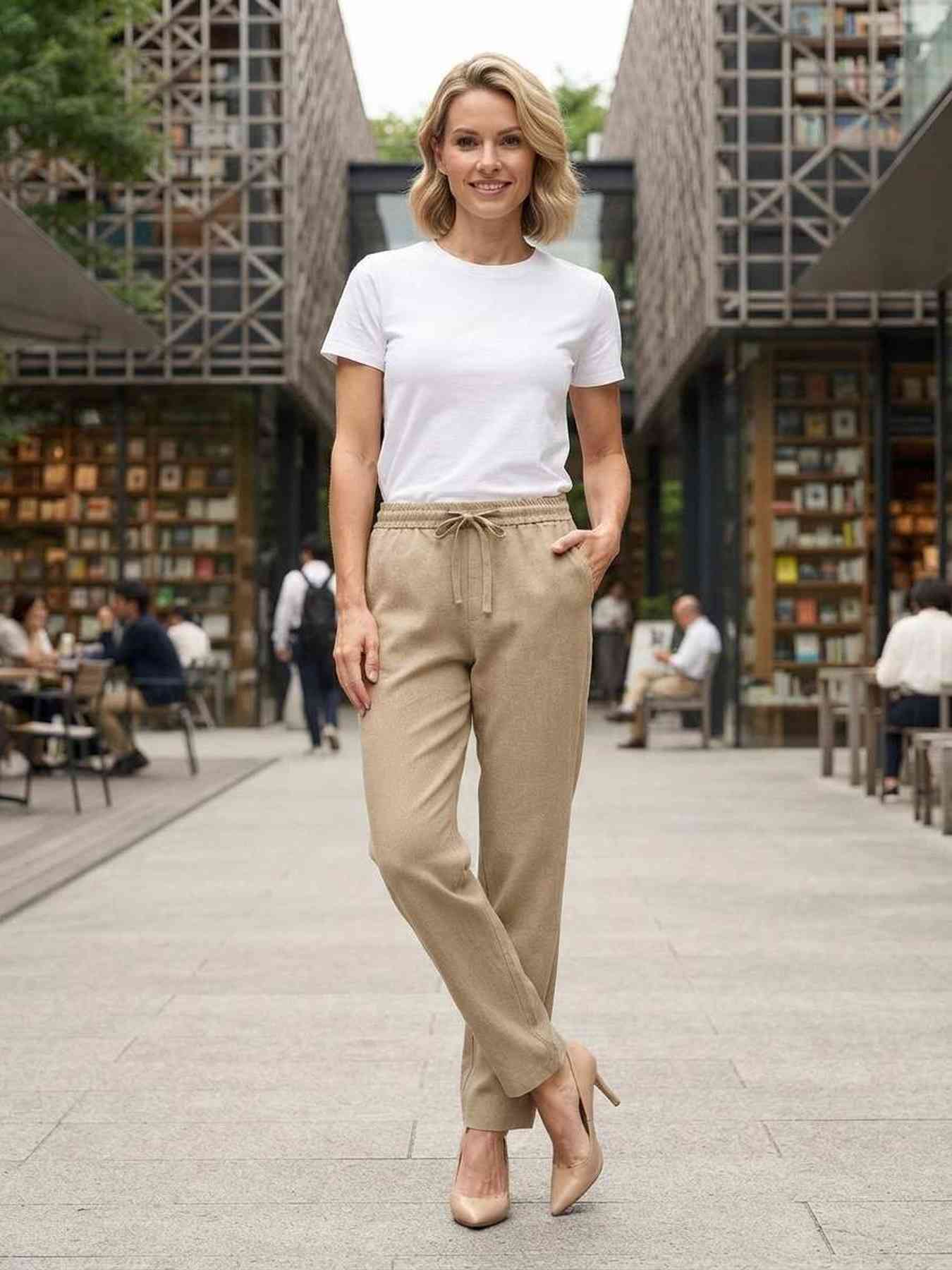 Pantalon long droit casual pour femme, usage quotidien