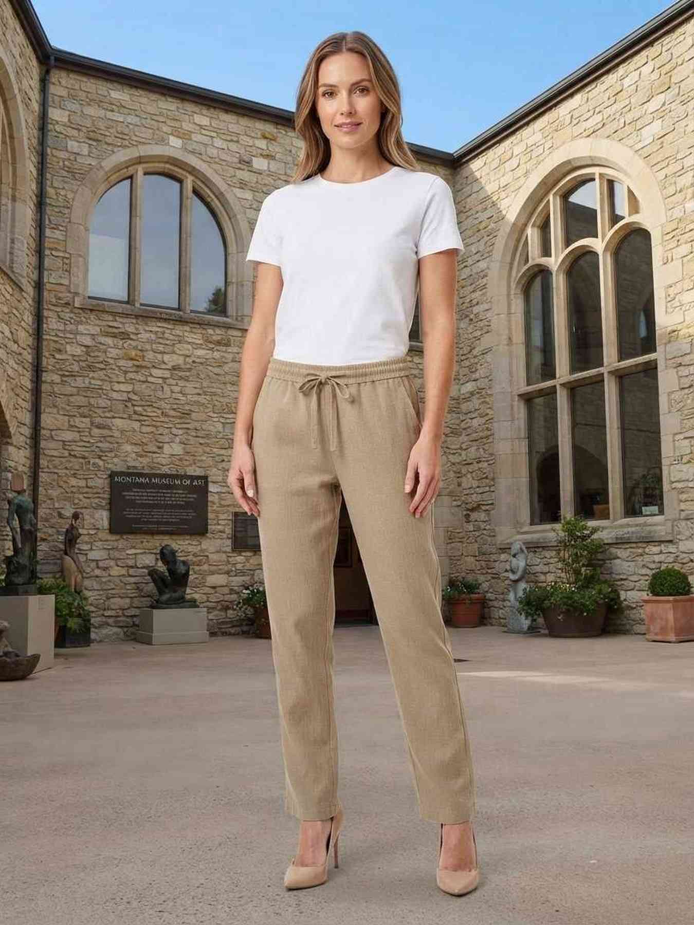 Pantalon long femme jambe droite décontracté
