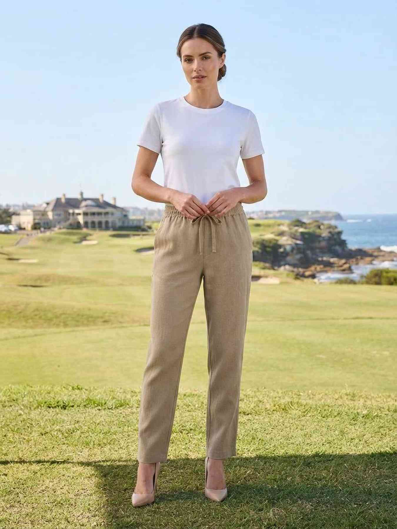 Pantalon long femme jambe droite casual