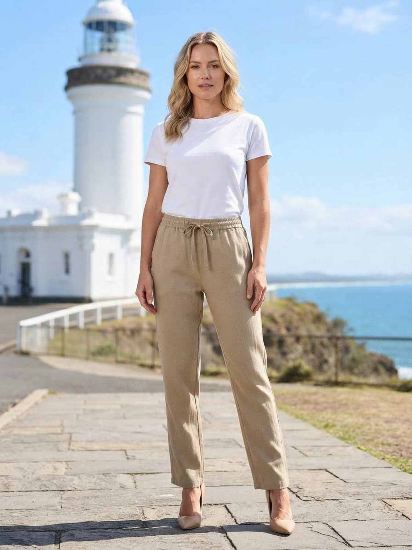 Pantalon long femme jambe droite casual décontracté