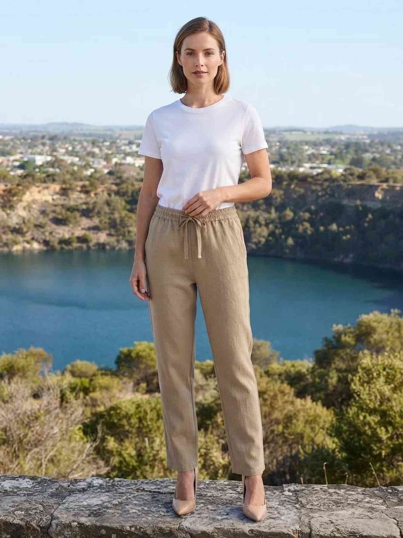 Pantalon long femme jambe droite casual