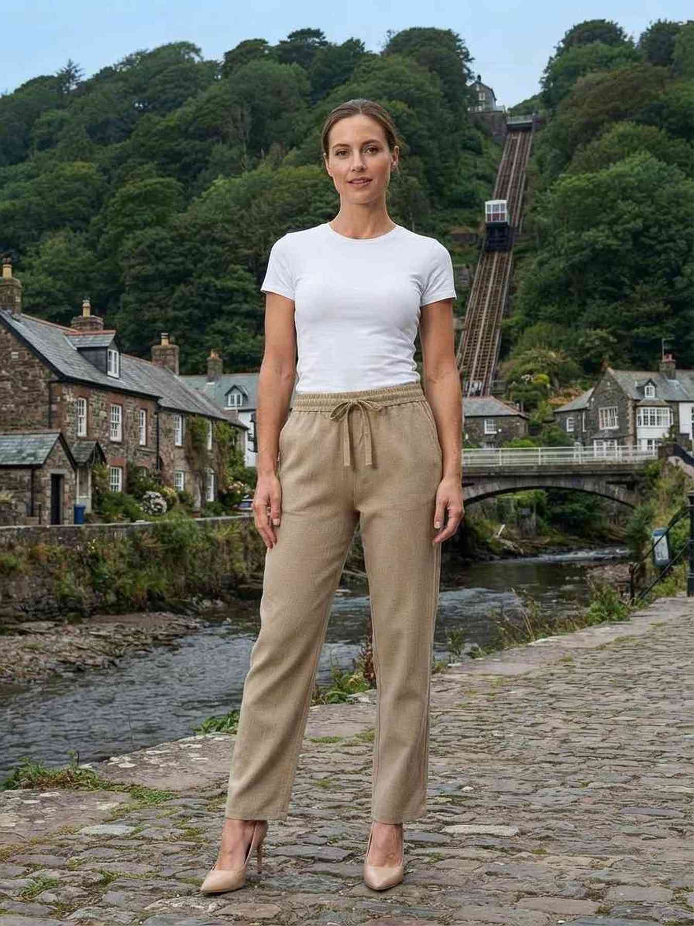 Pantalon long décontracté femme, jambe droite