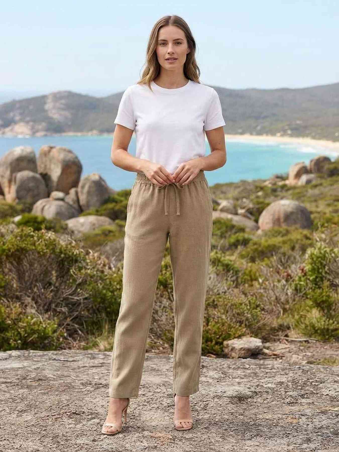 Pantalon long femme décontracté, jambe droite, sport, cordon de serrage