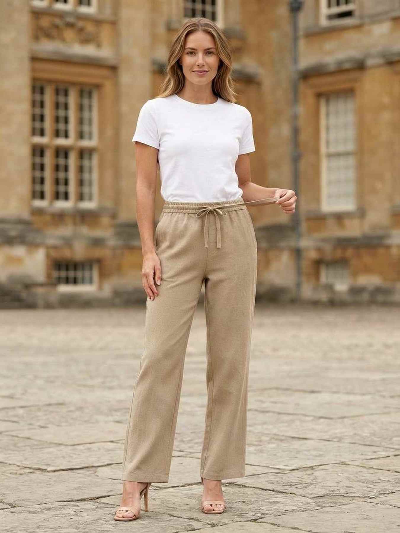 Pantalon long femme jambe droite casual