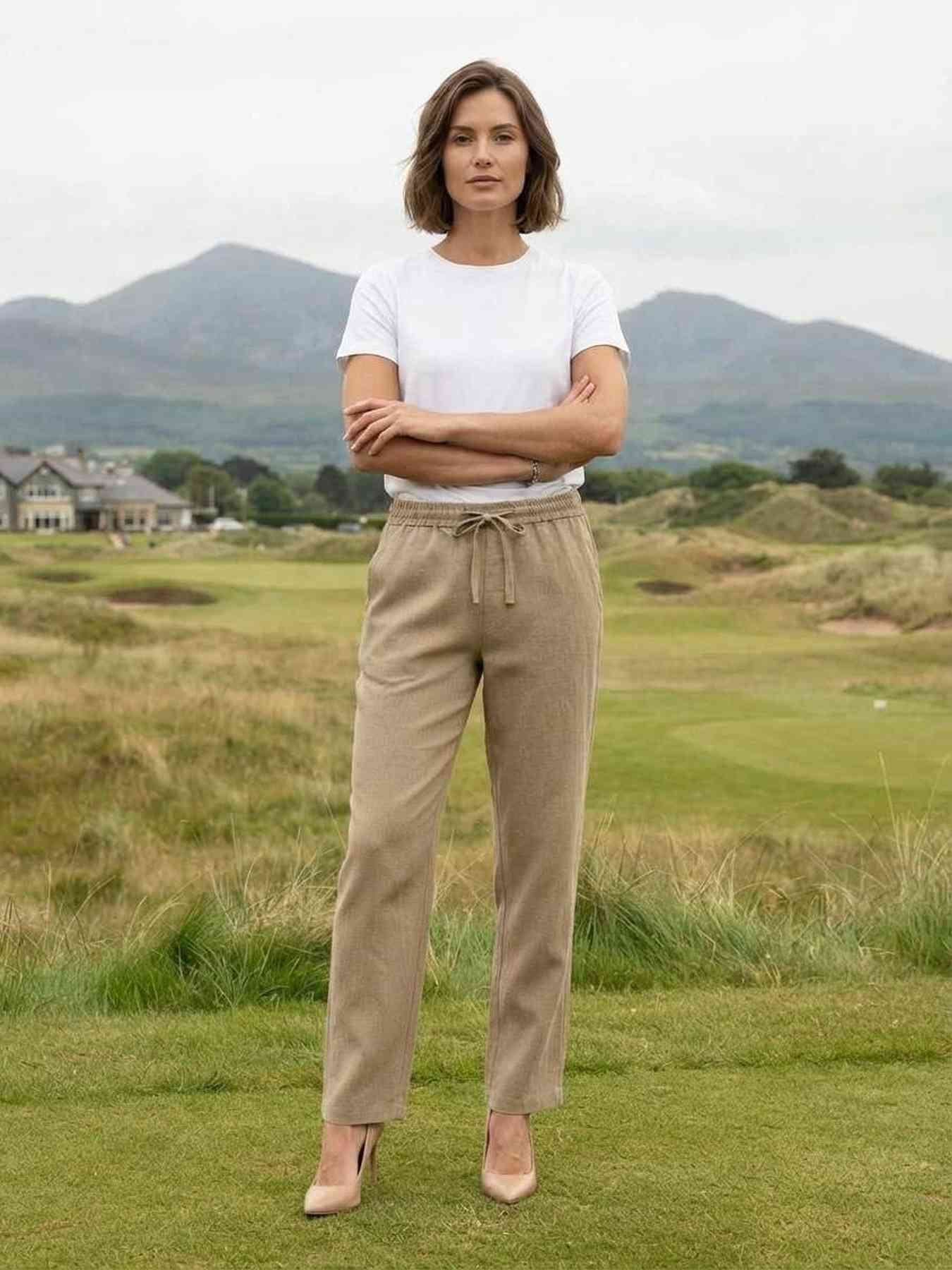 Pantalon long femme, jambe droite, casual, sports, jogging, cordon