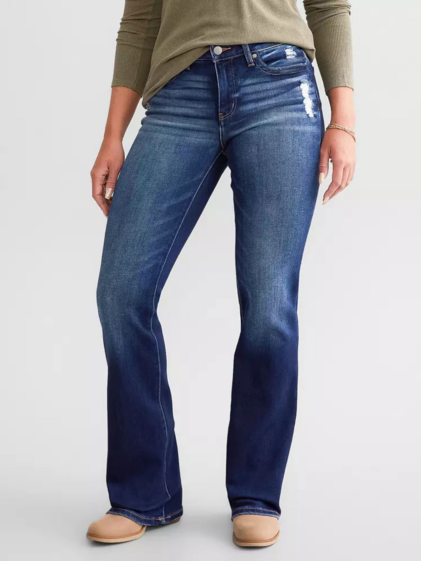 Jean flare femme stretch déchiré casual